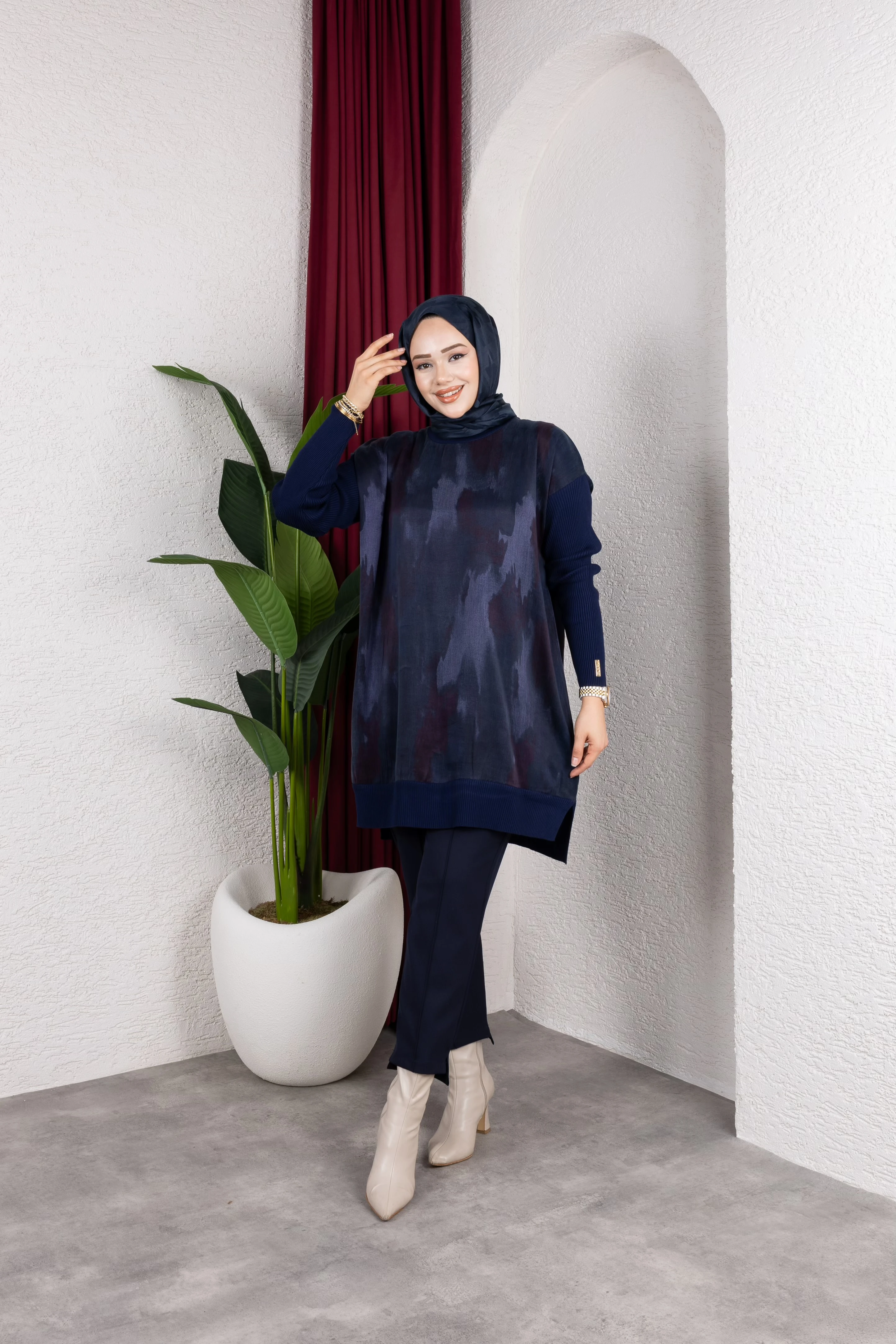 İpek Cupra Tunik - Lacivert