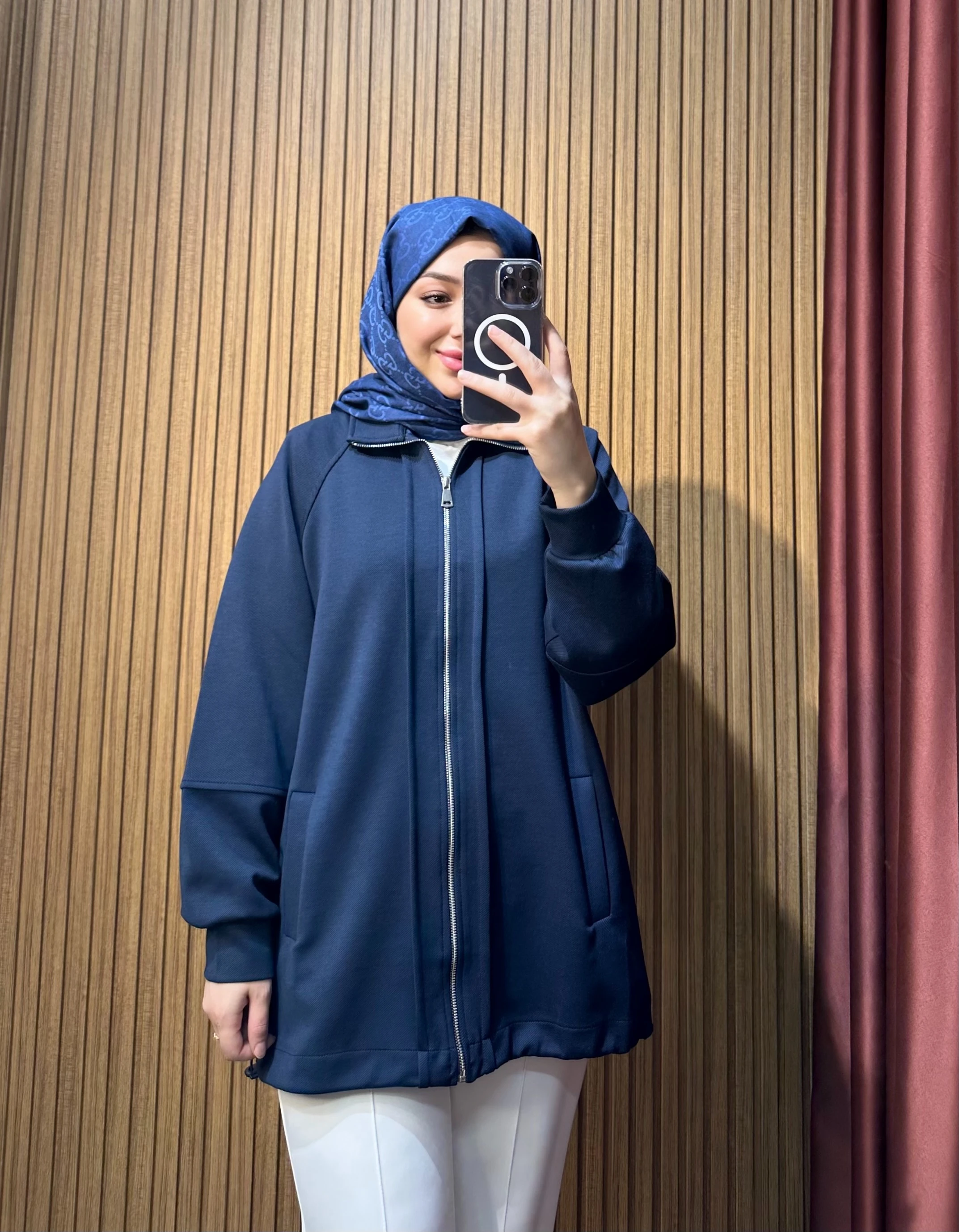 Fermuarlı Kısa Kap - Lacivert