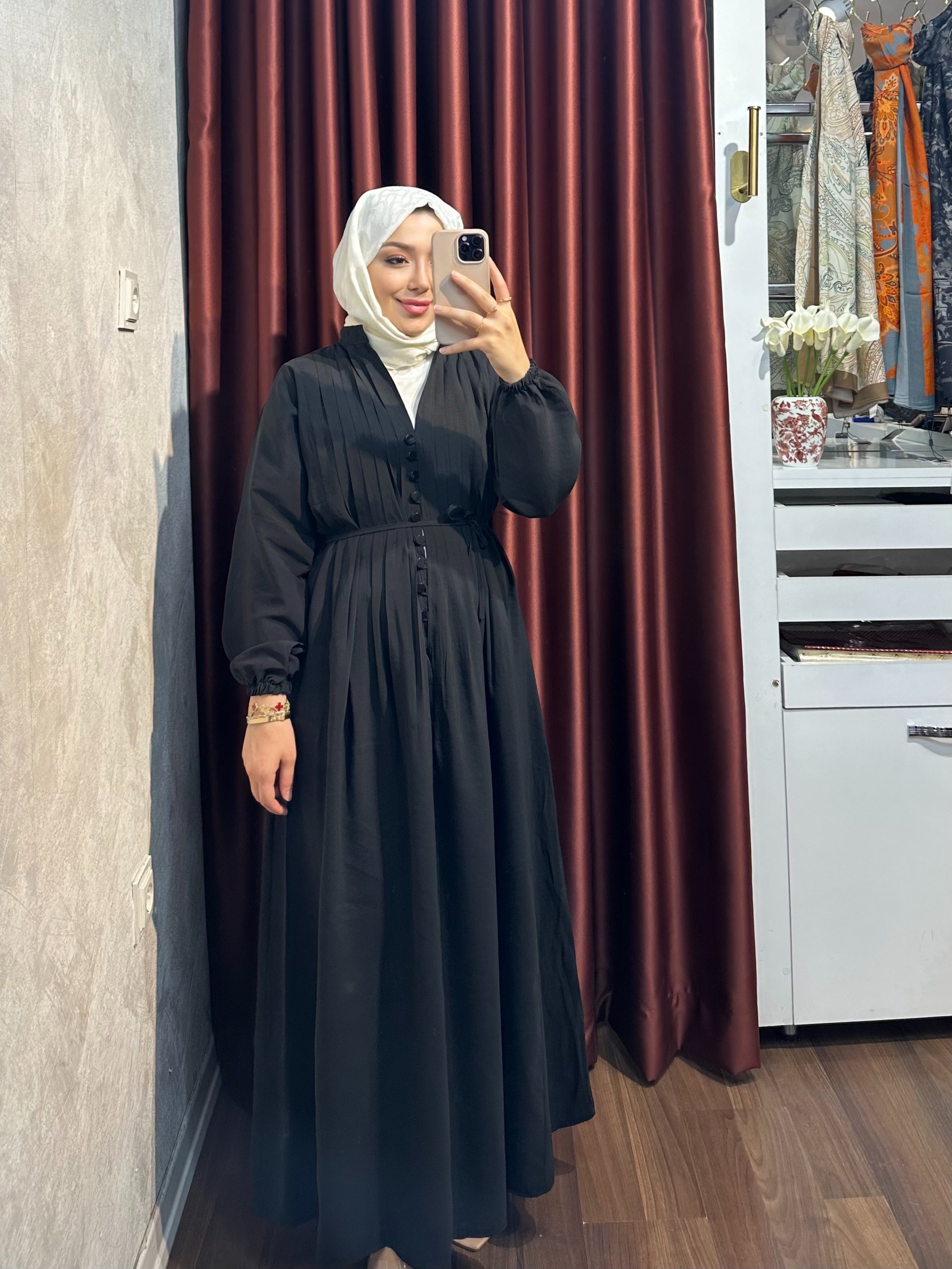 Bukre Pile Detay Elbise - Siyah