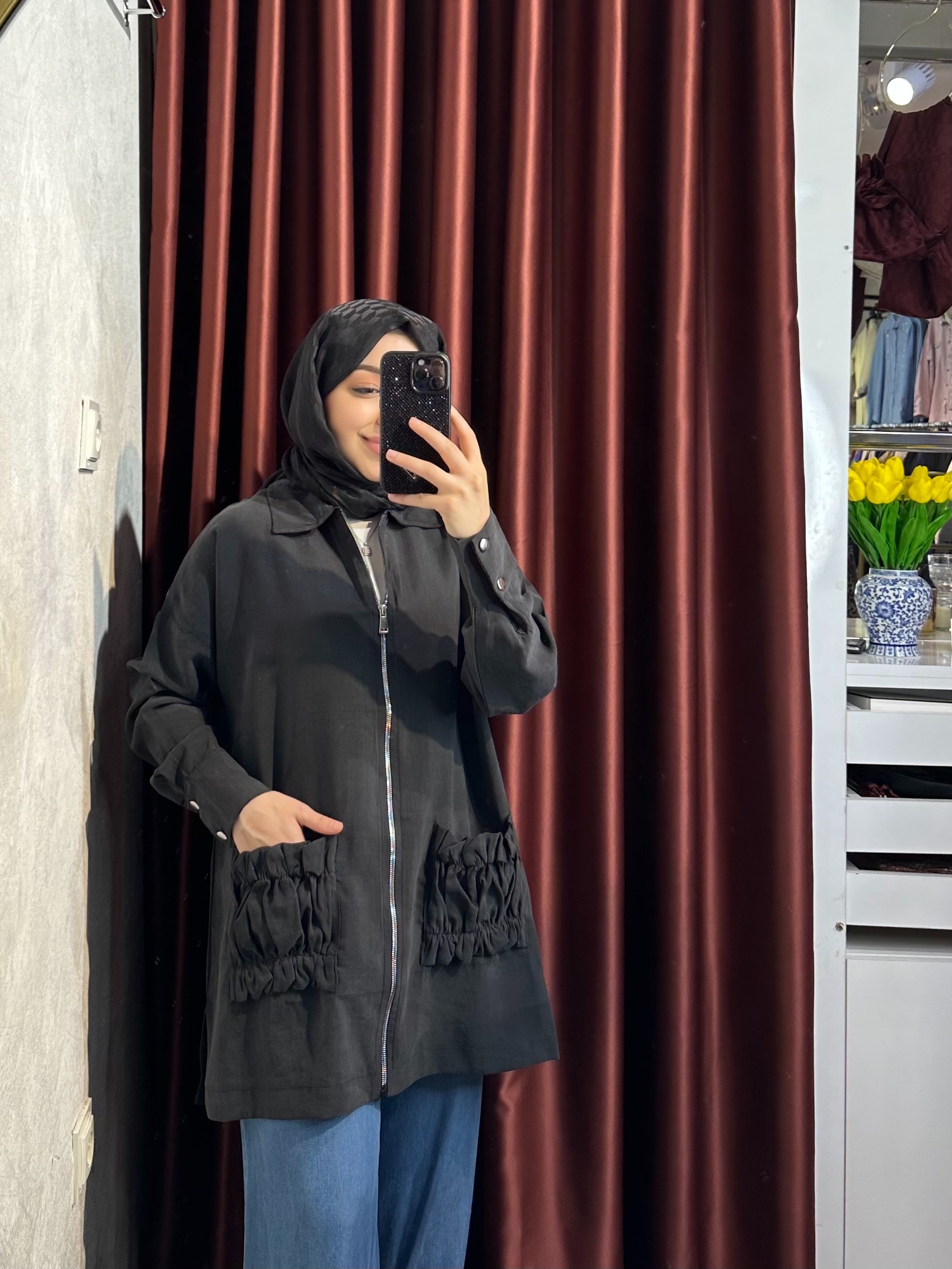 Fermuarlı Tensel Ceket