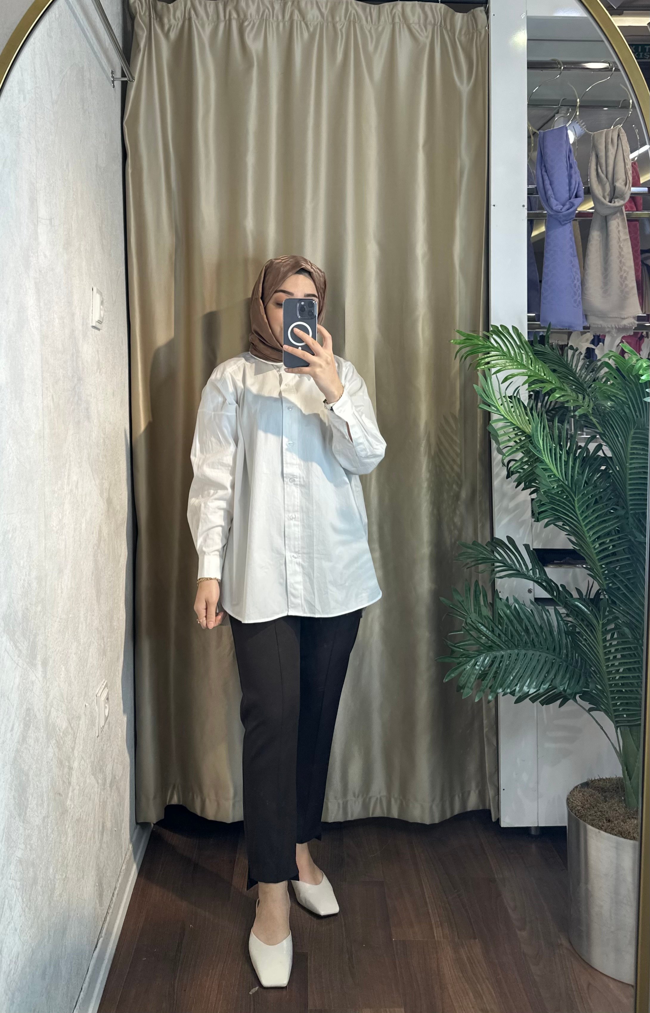 Yırtmaçlı Krep Pantolon - KAHVE