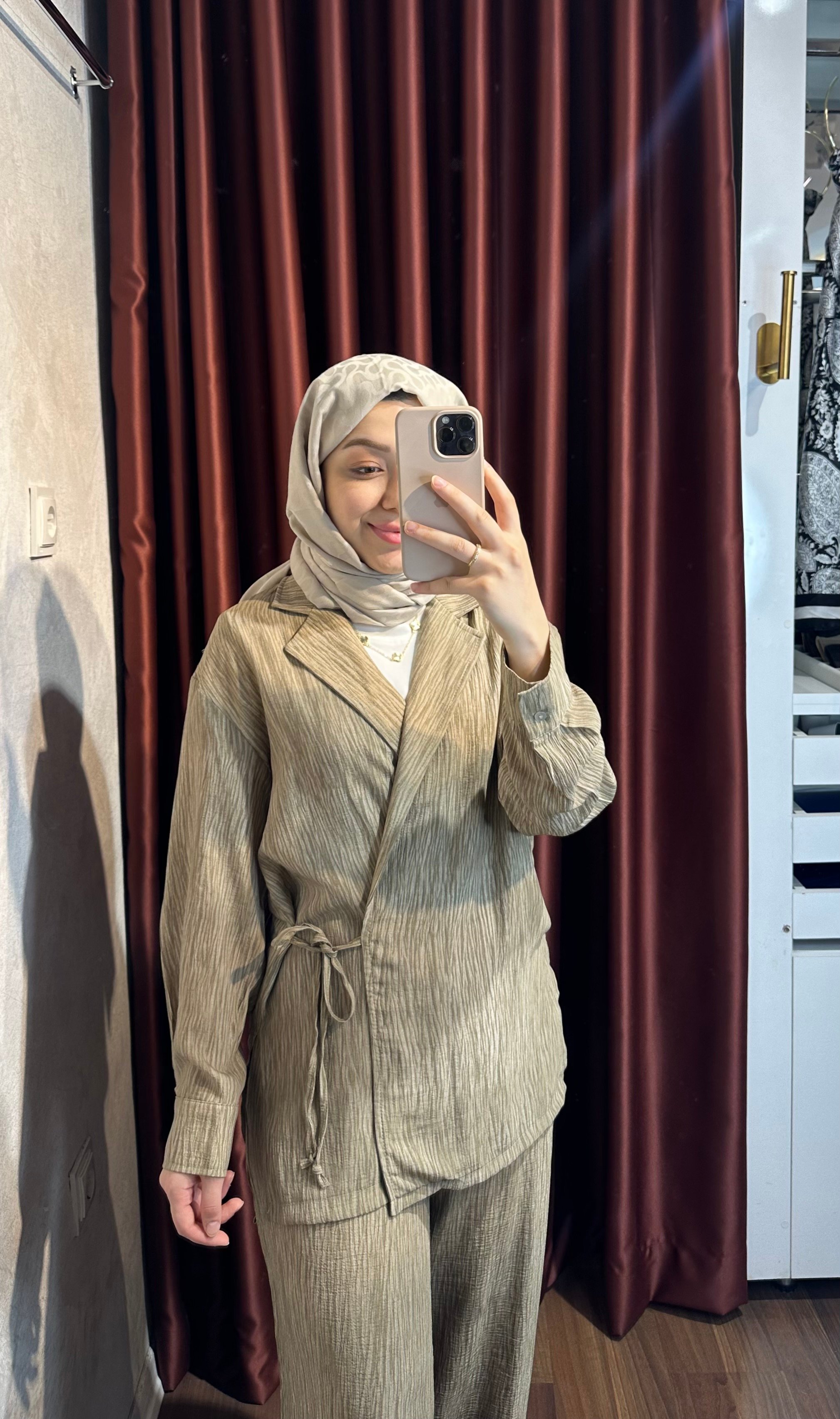 Kahve  Kruvaze Bağlamalı Takım