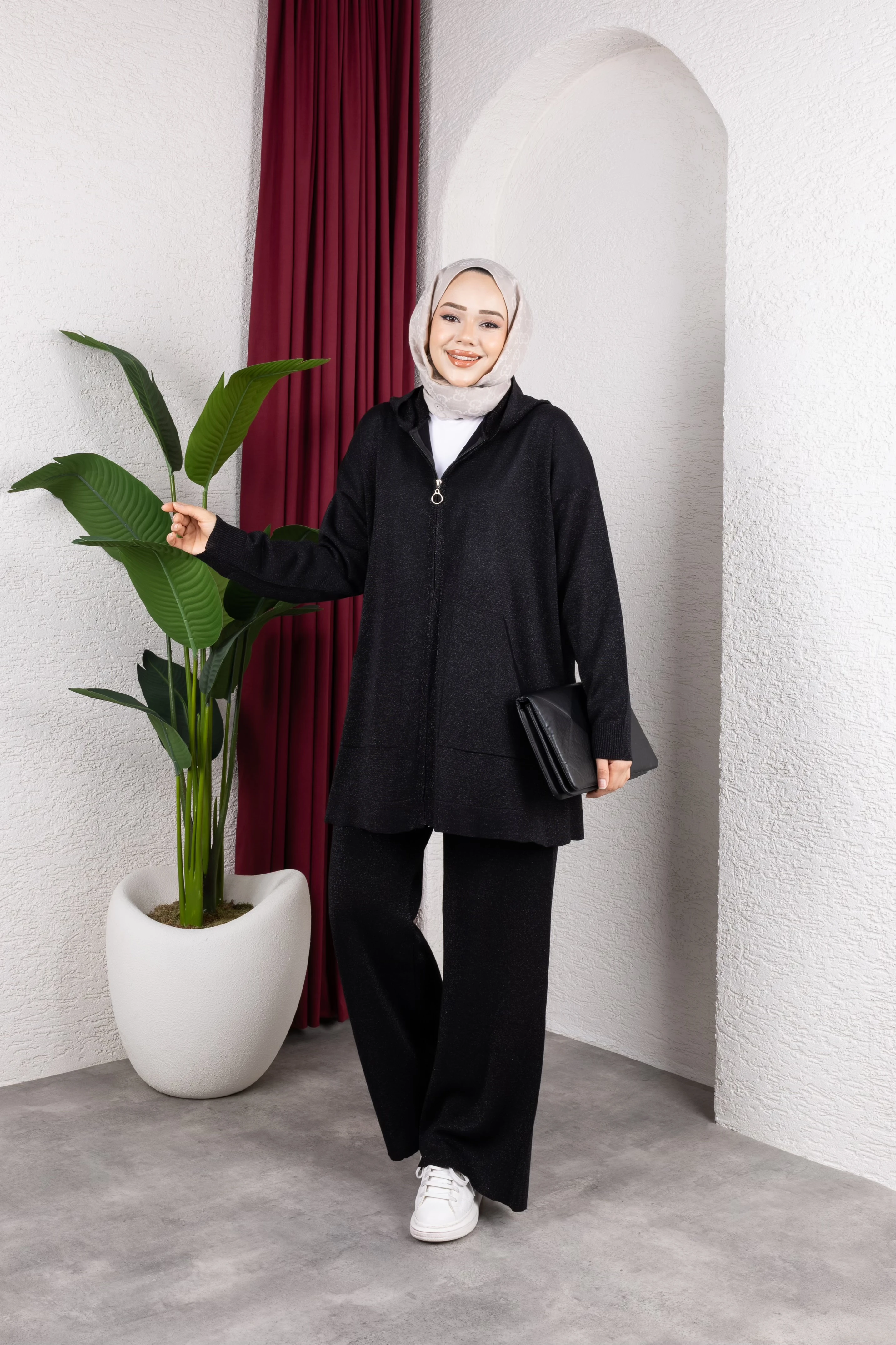 Simli Kapüşonlu Merserize Takım