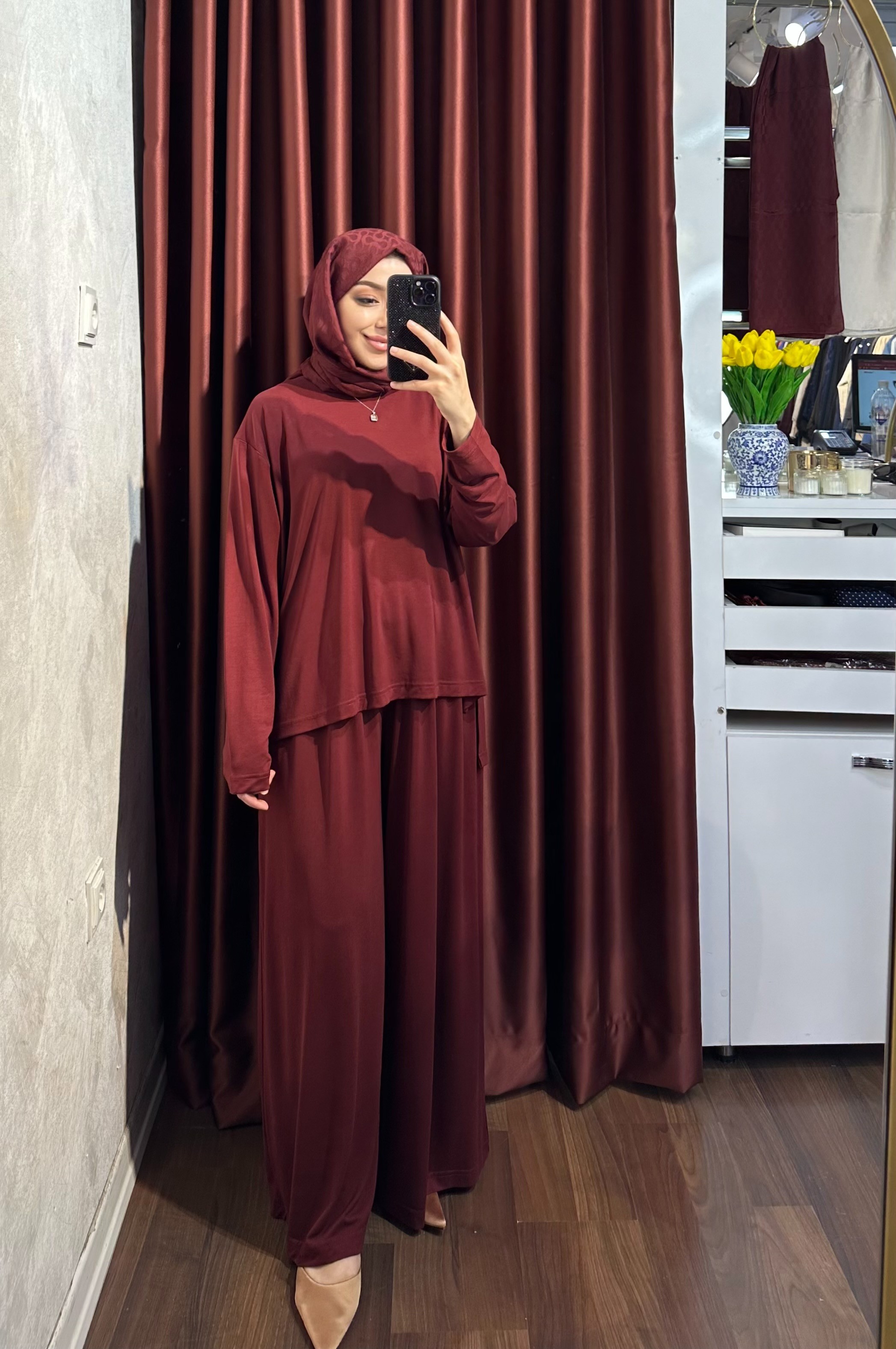 Oysh Modal Bol Takım - BORDO