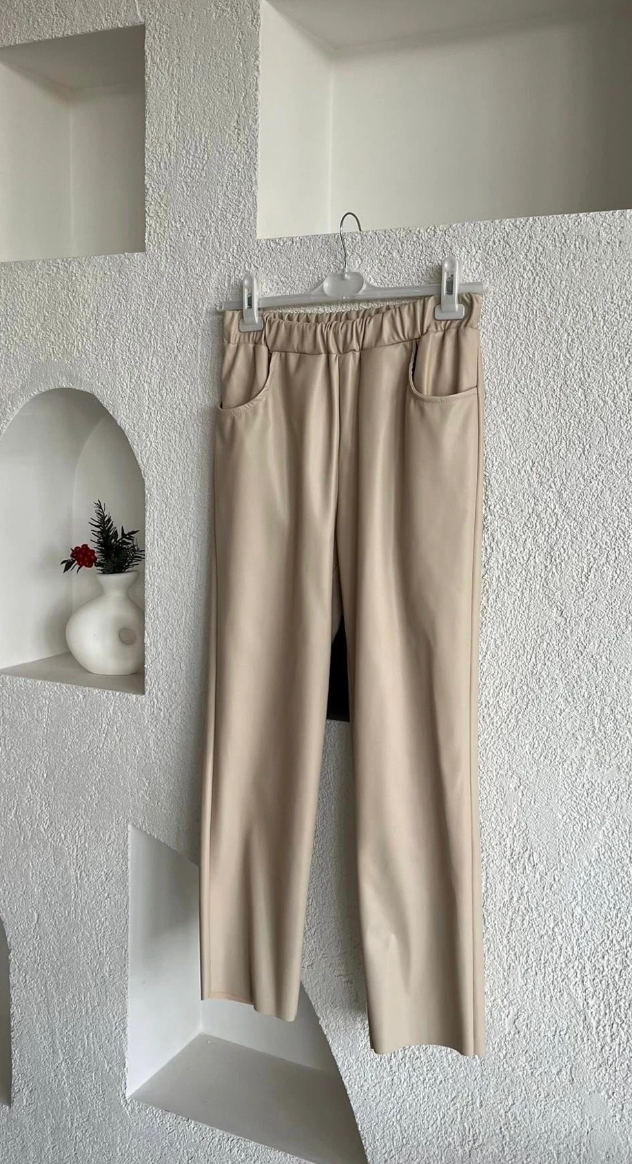 Deri Pantolon - Krem