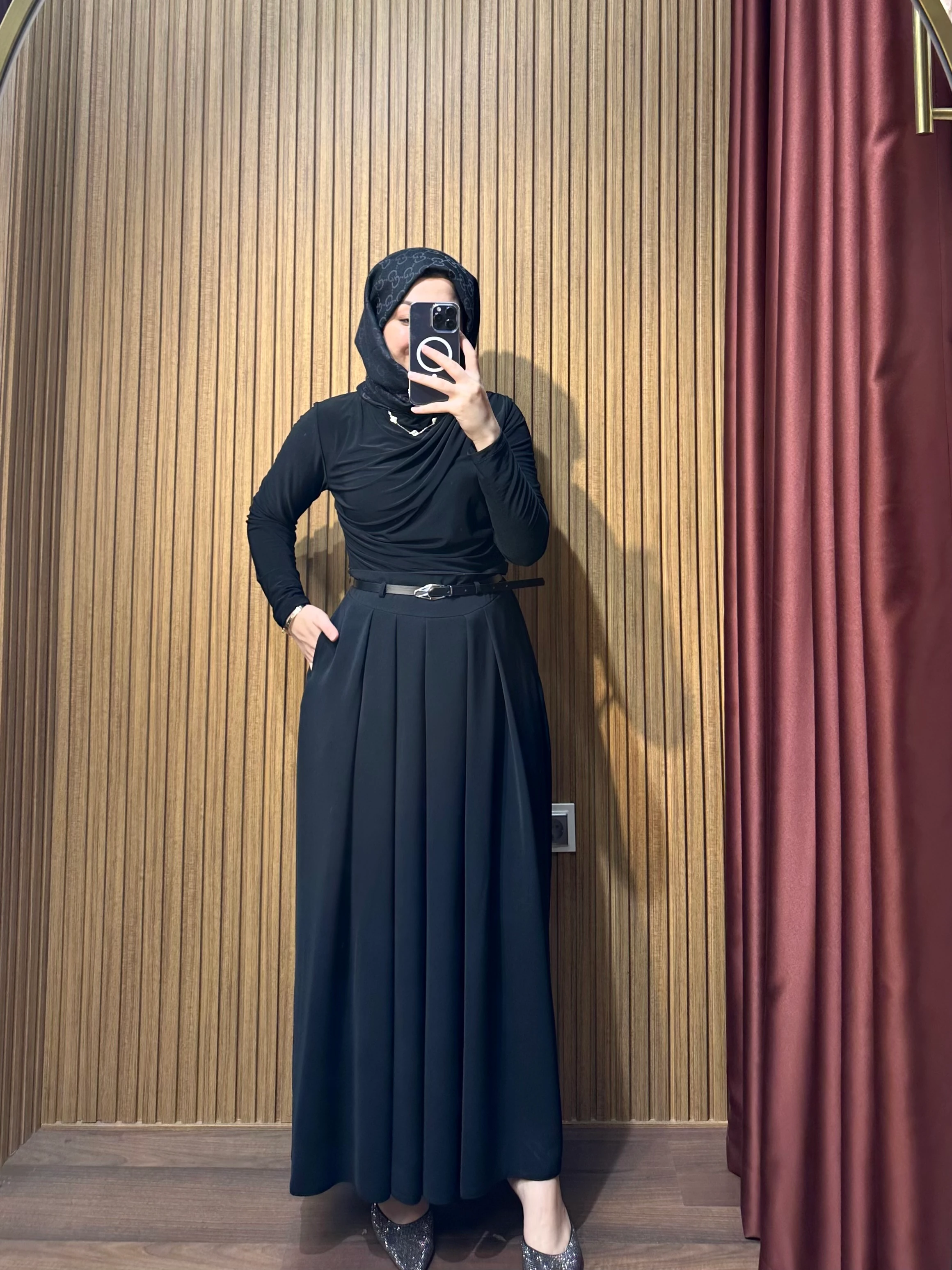 Dökümlü Krep Etek Pantolon