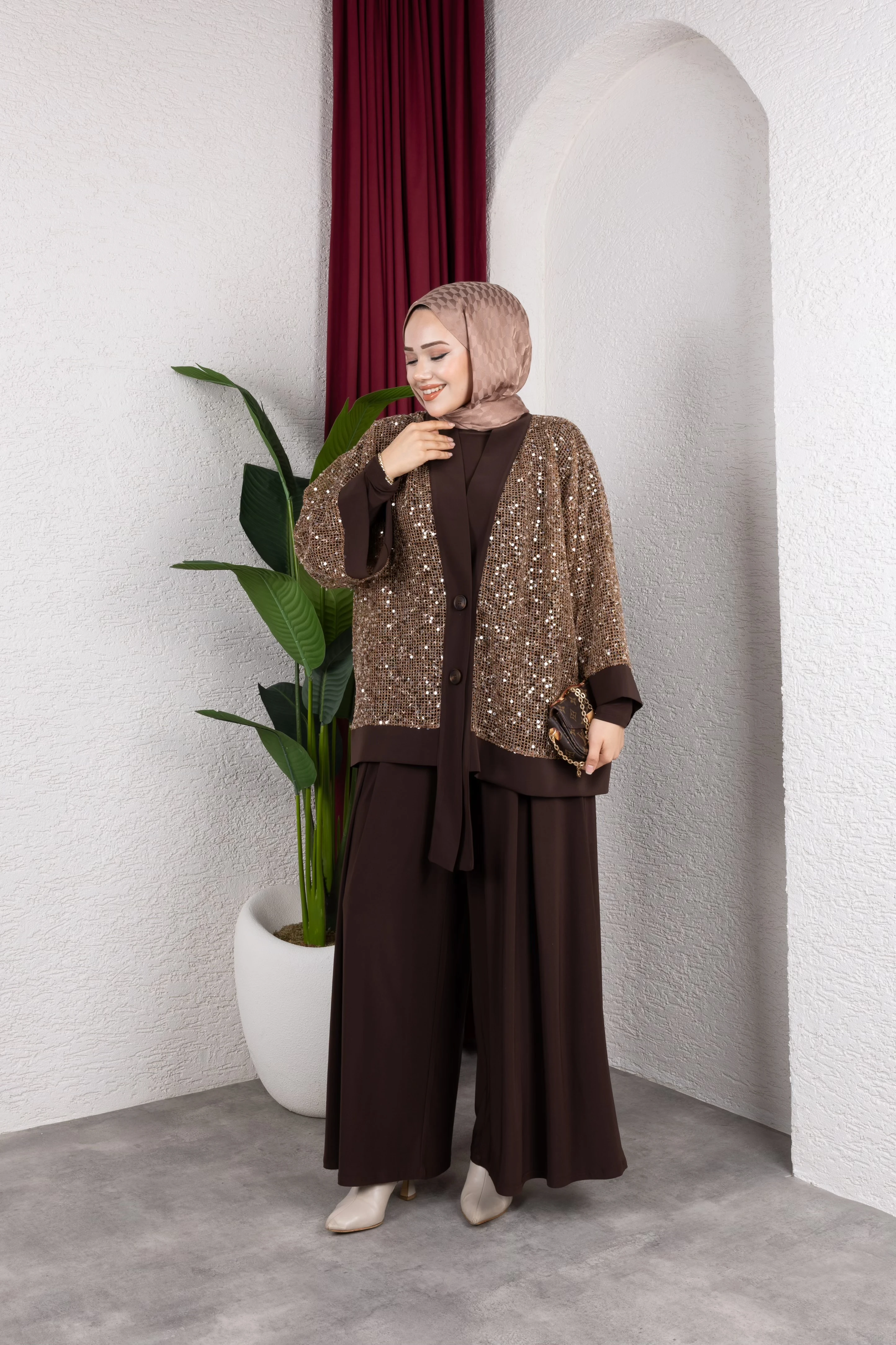 Zahria Premium 3lü Takım - Kahve