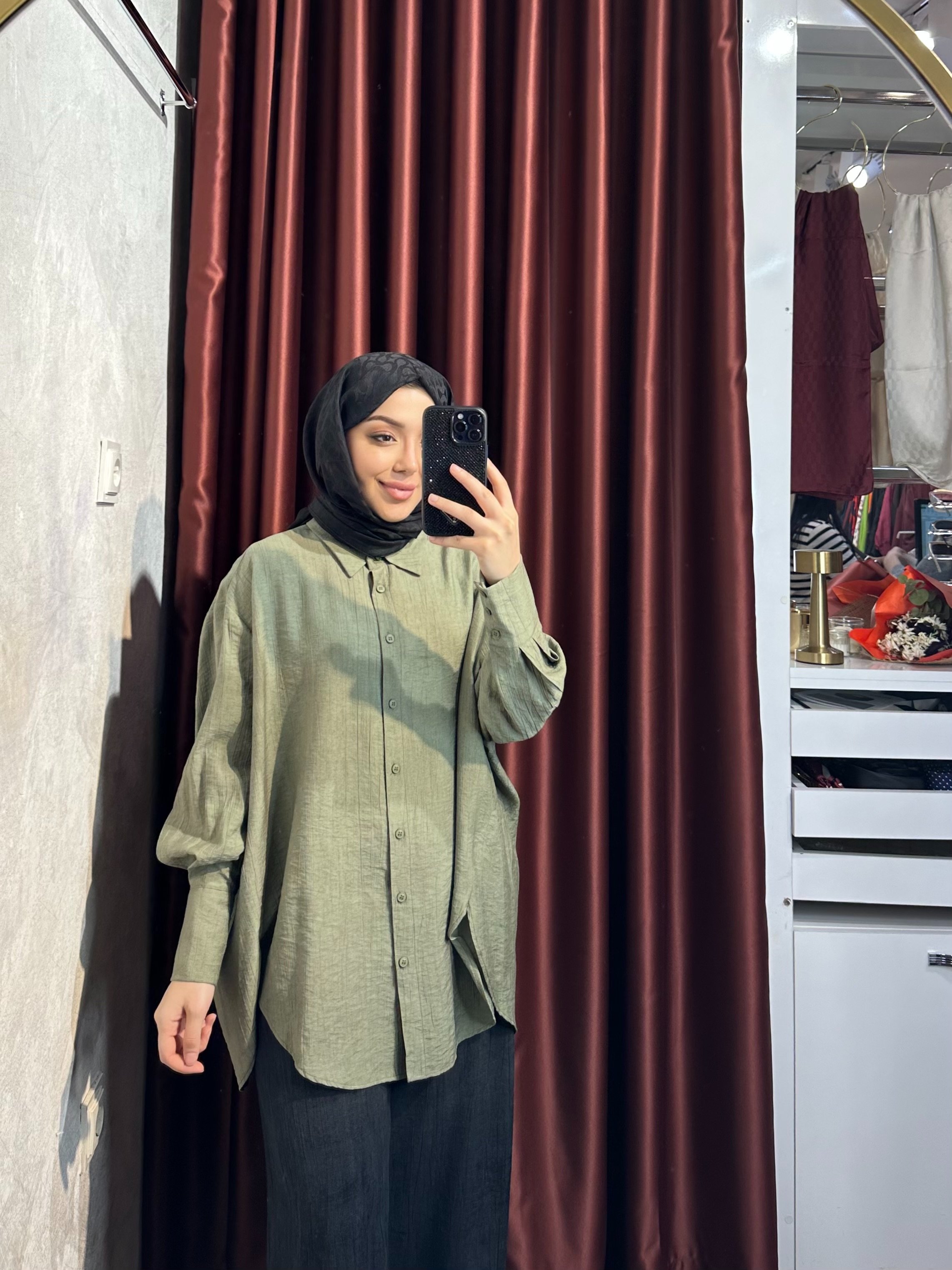 Batik Çilek Gömlek - Yeşil