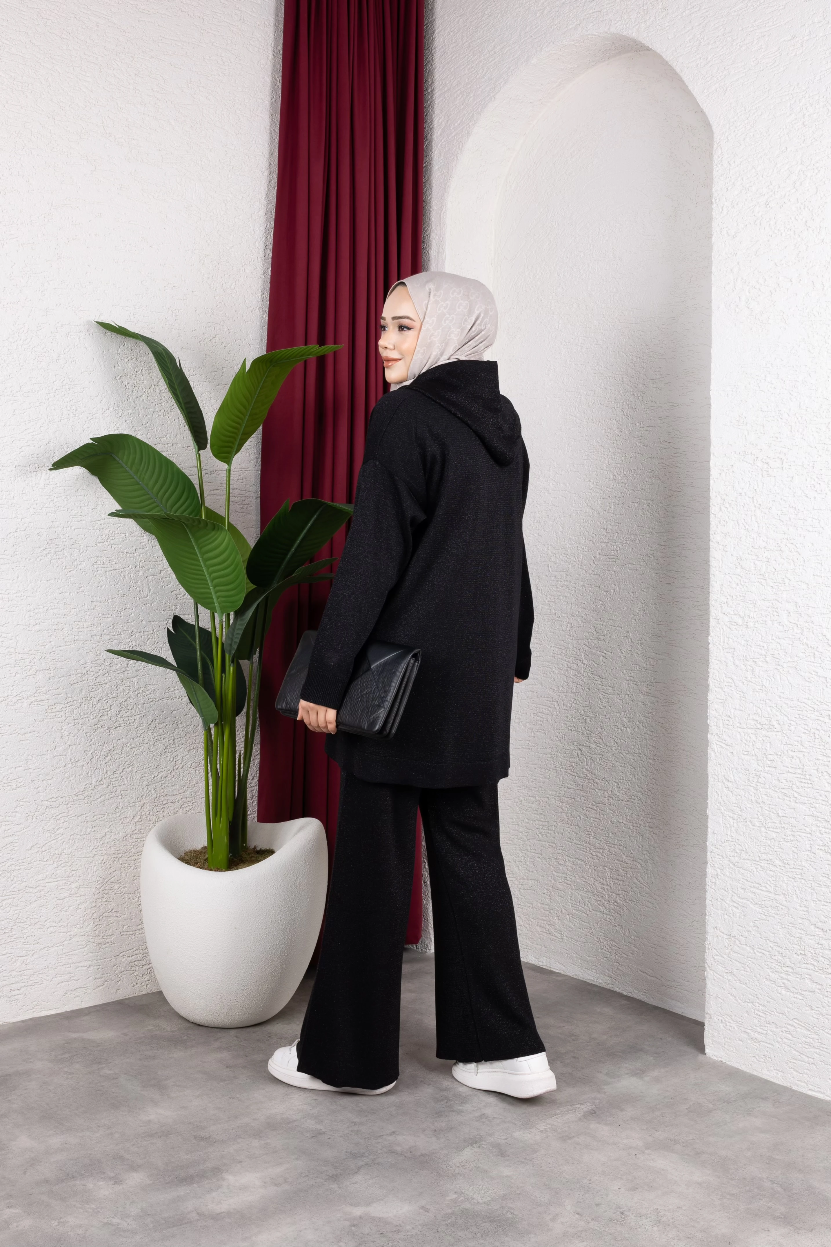 Simli Kapüşonlu Merserize Takım