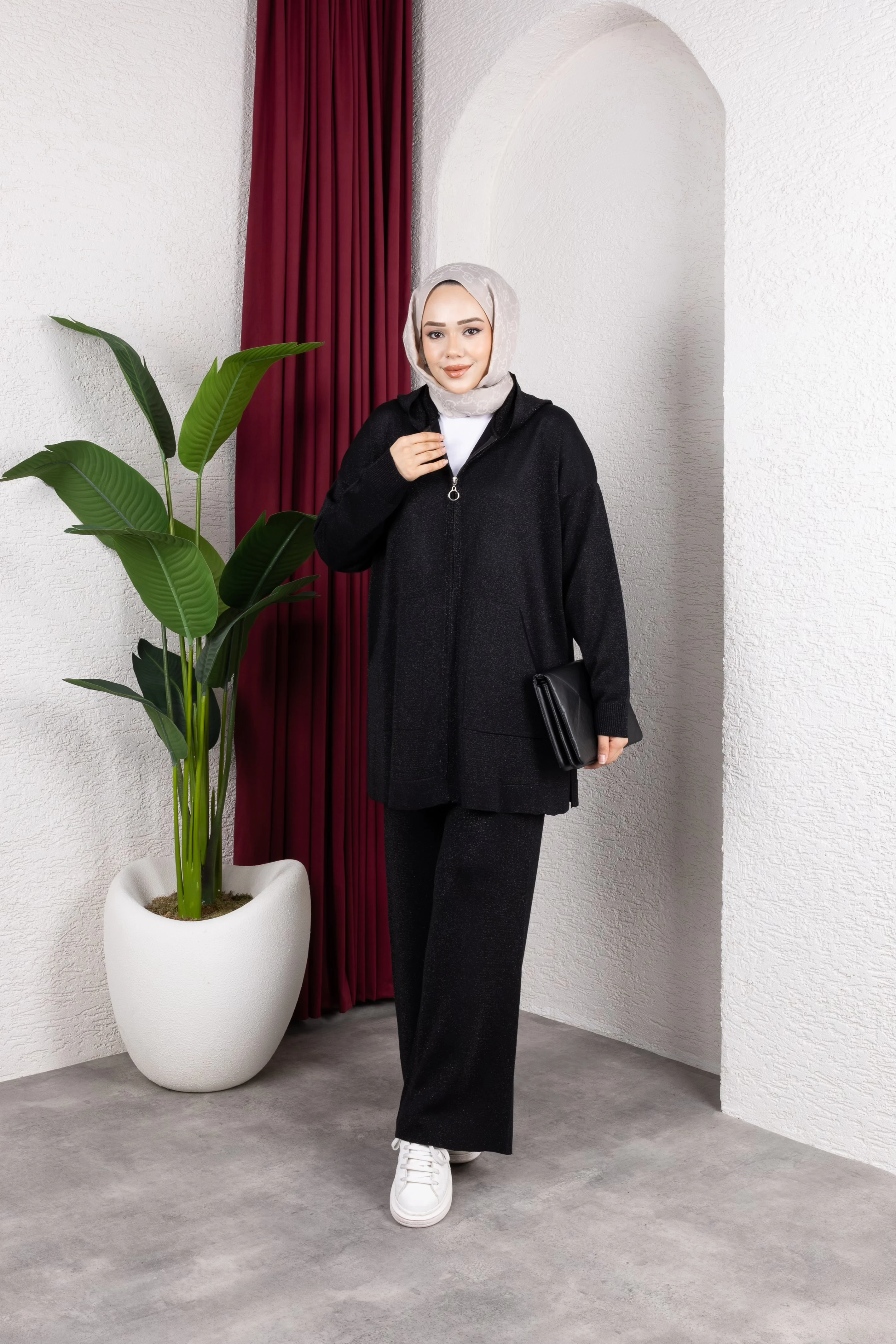 Simli Kapüşonlu Merserize Takım