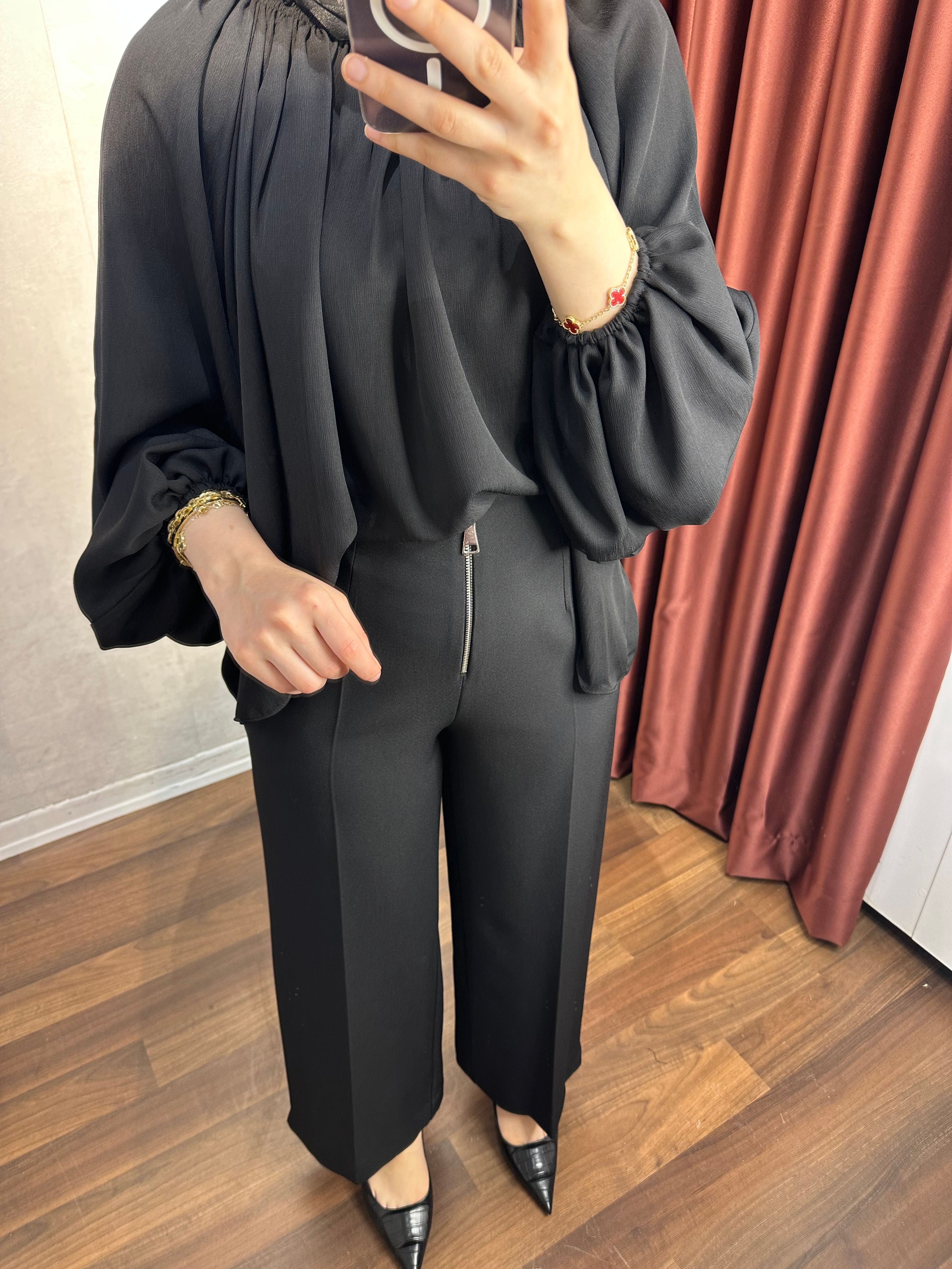 Fermuarlı Premium Pantolon - Siyah