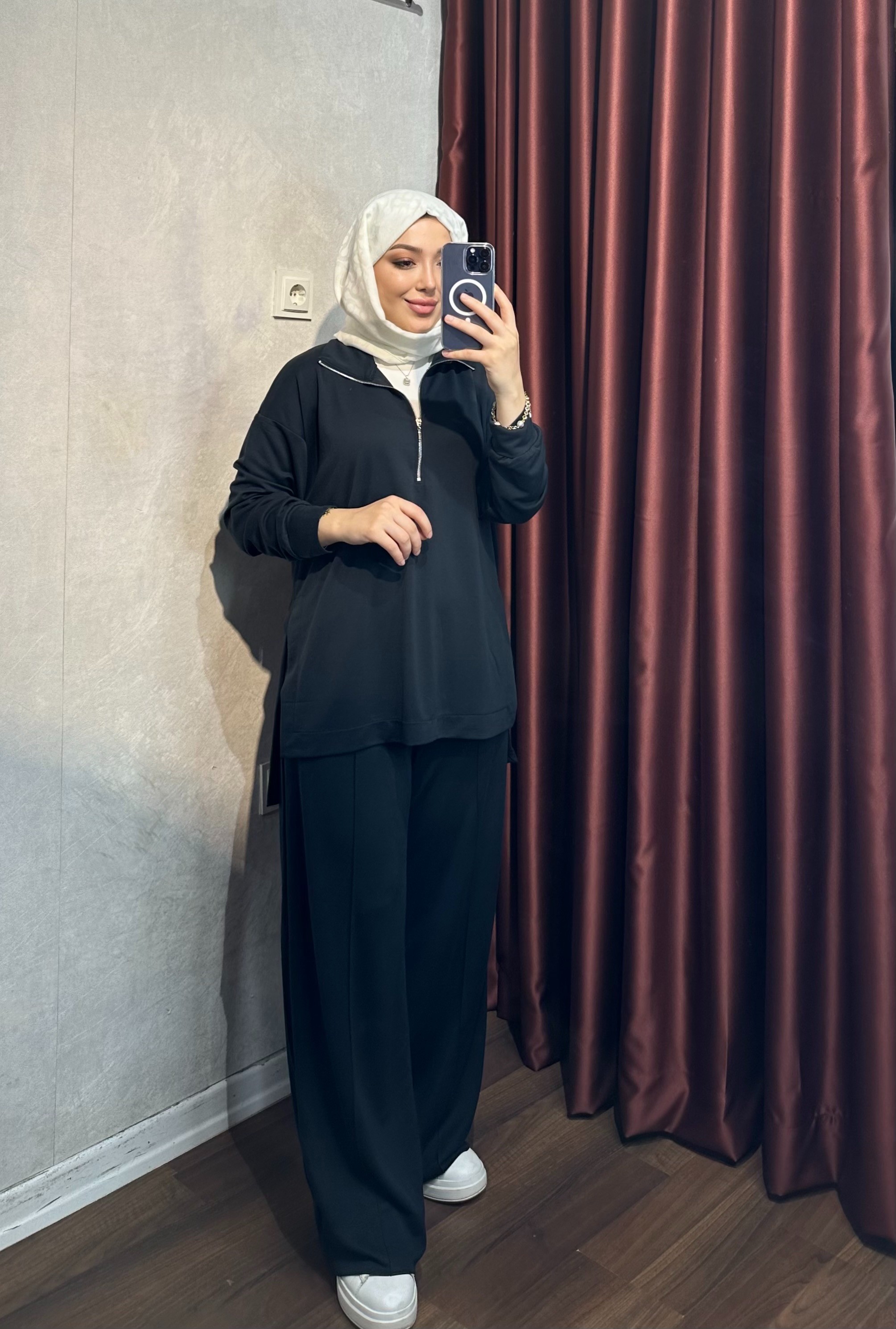Fermuarlı Oysh Takım - Siyah