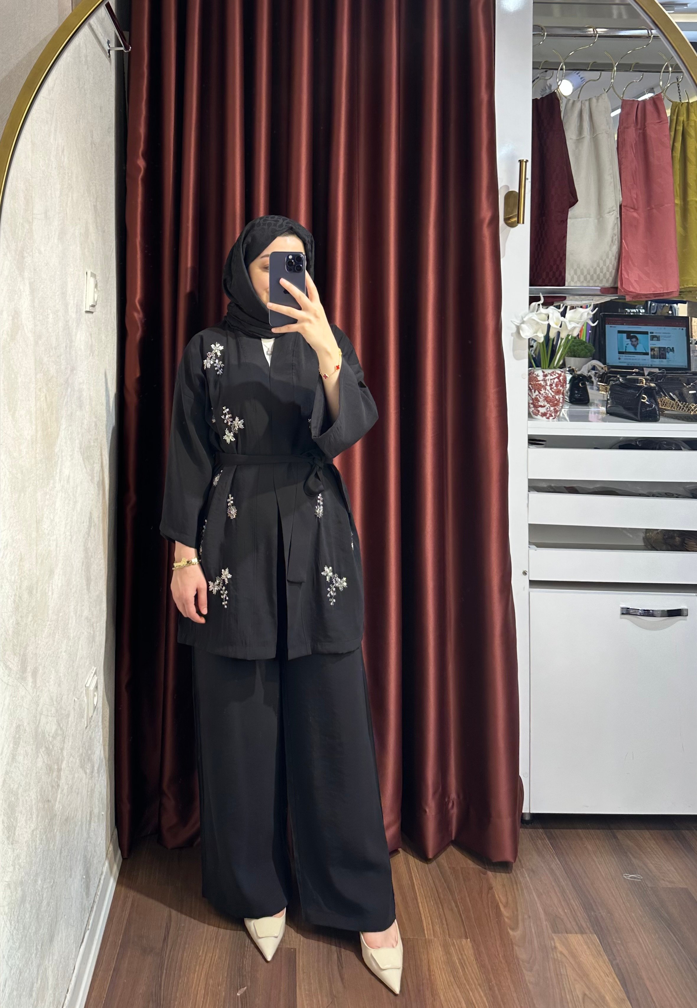 İşlemeli Kimono Takım