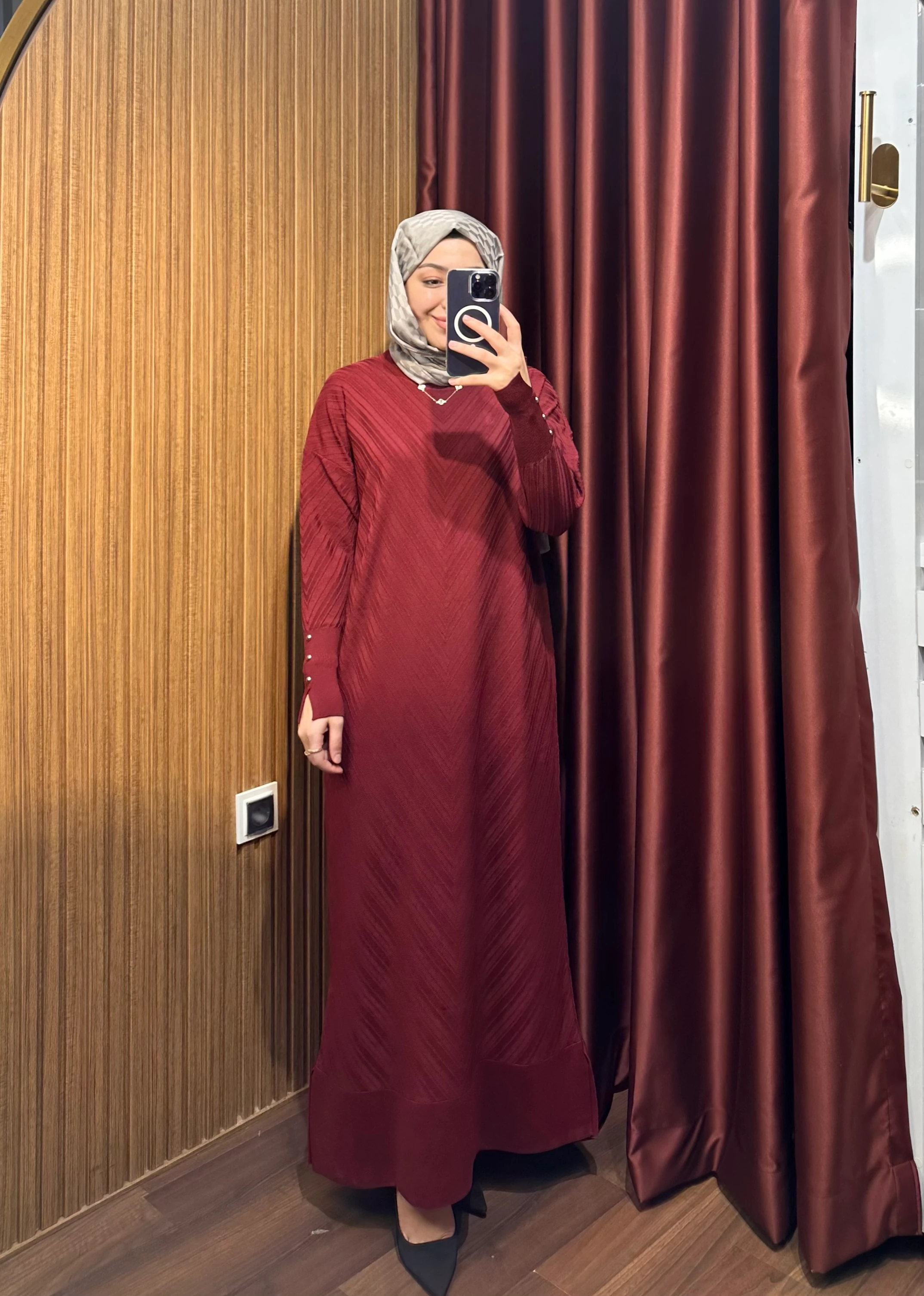 Balıksırtı Elbise - Bordo