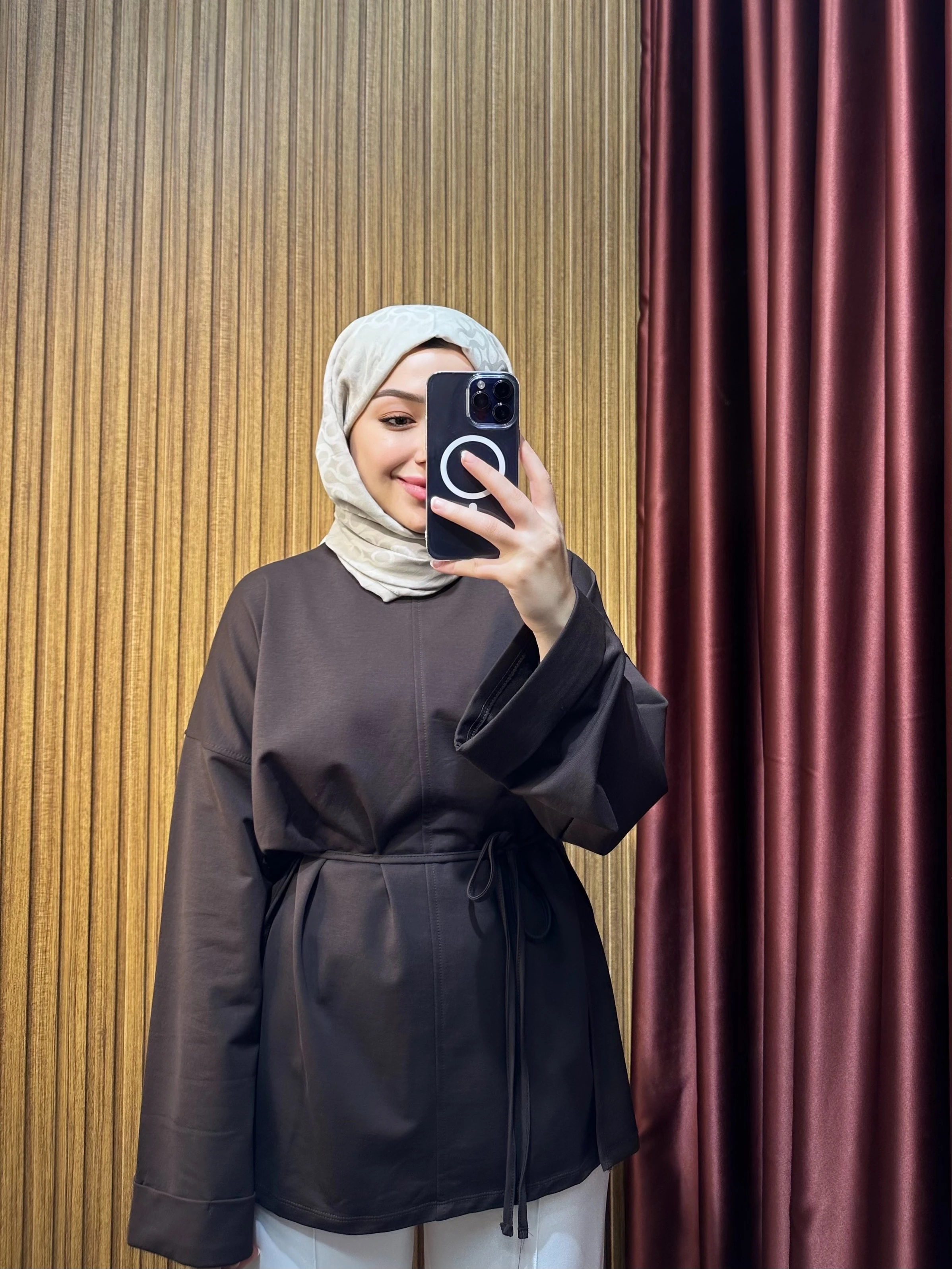 Basıc Yırtmaçlı Sweat - Kahve