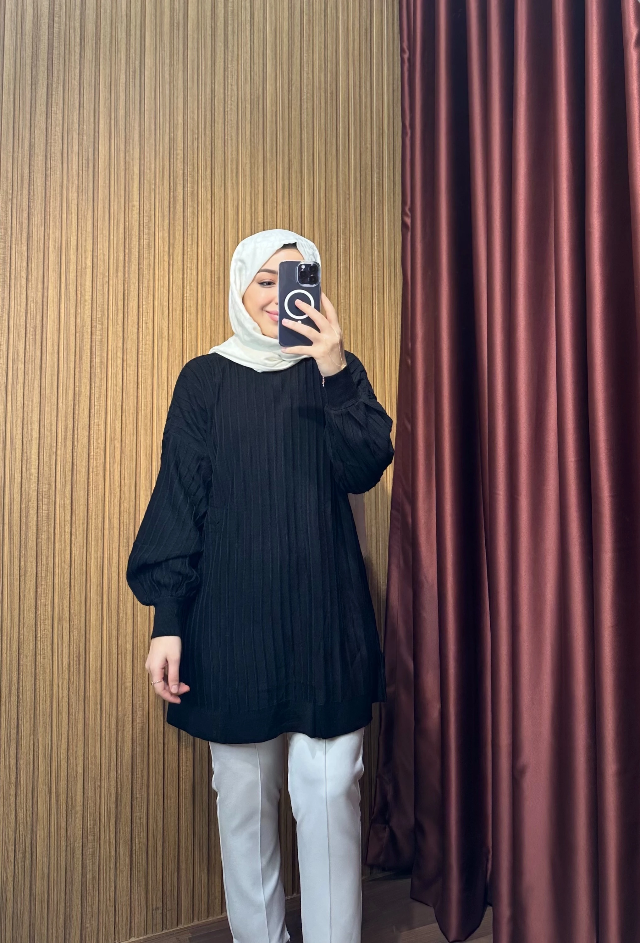 Örme Triko Tunik - Siyah