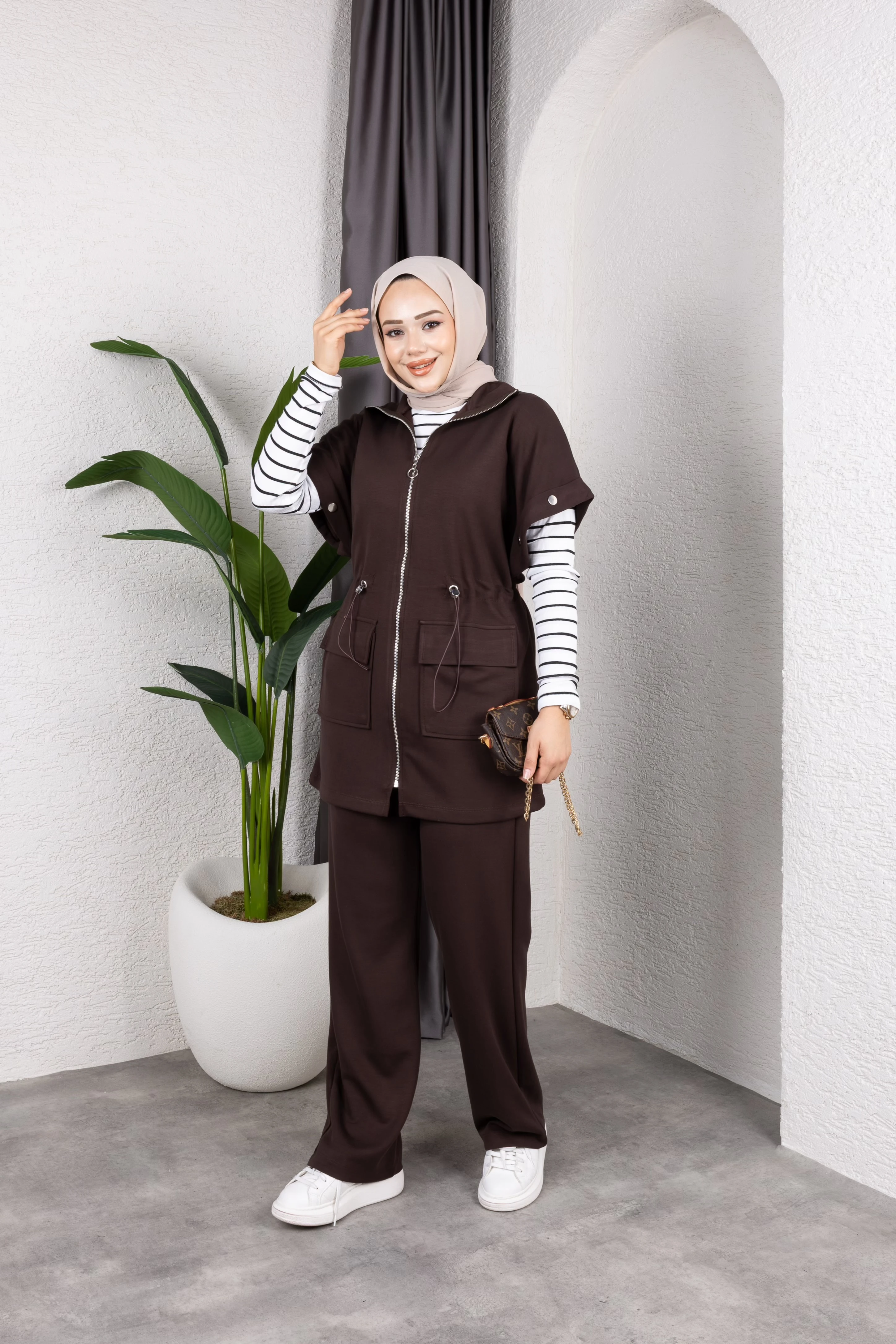 Mila Yelek Takım - Kahve