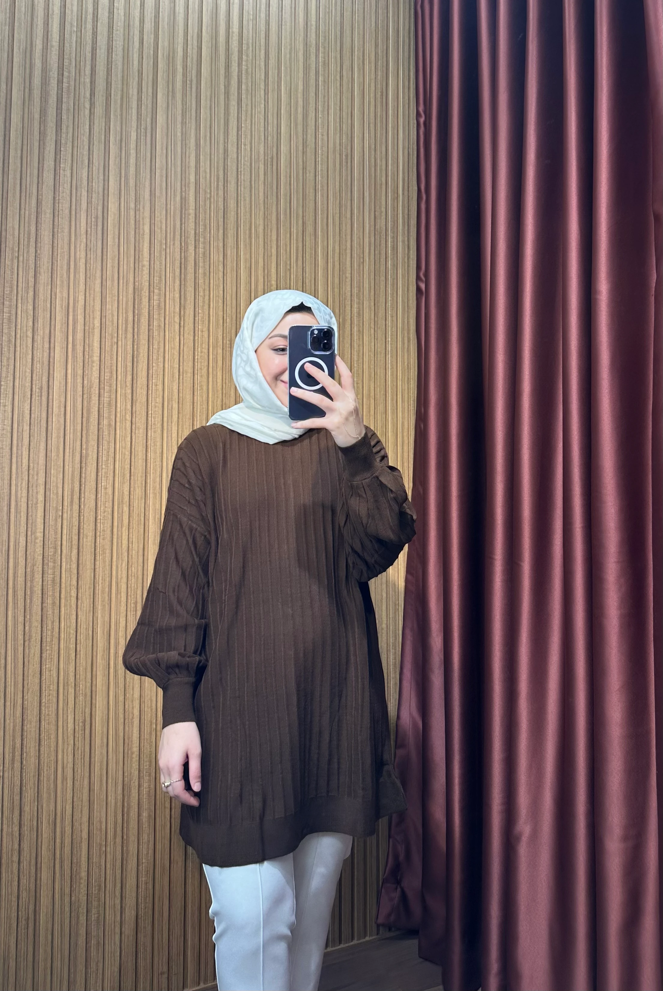 Örme Triko Tunik - Kahve