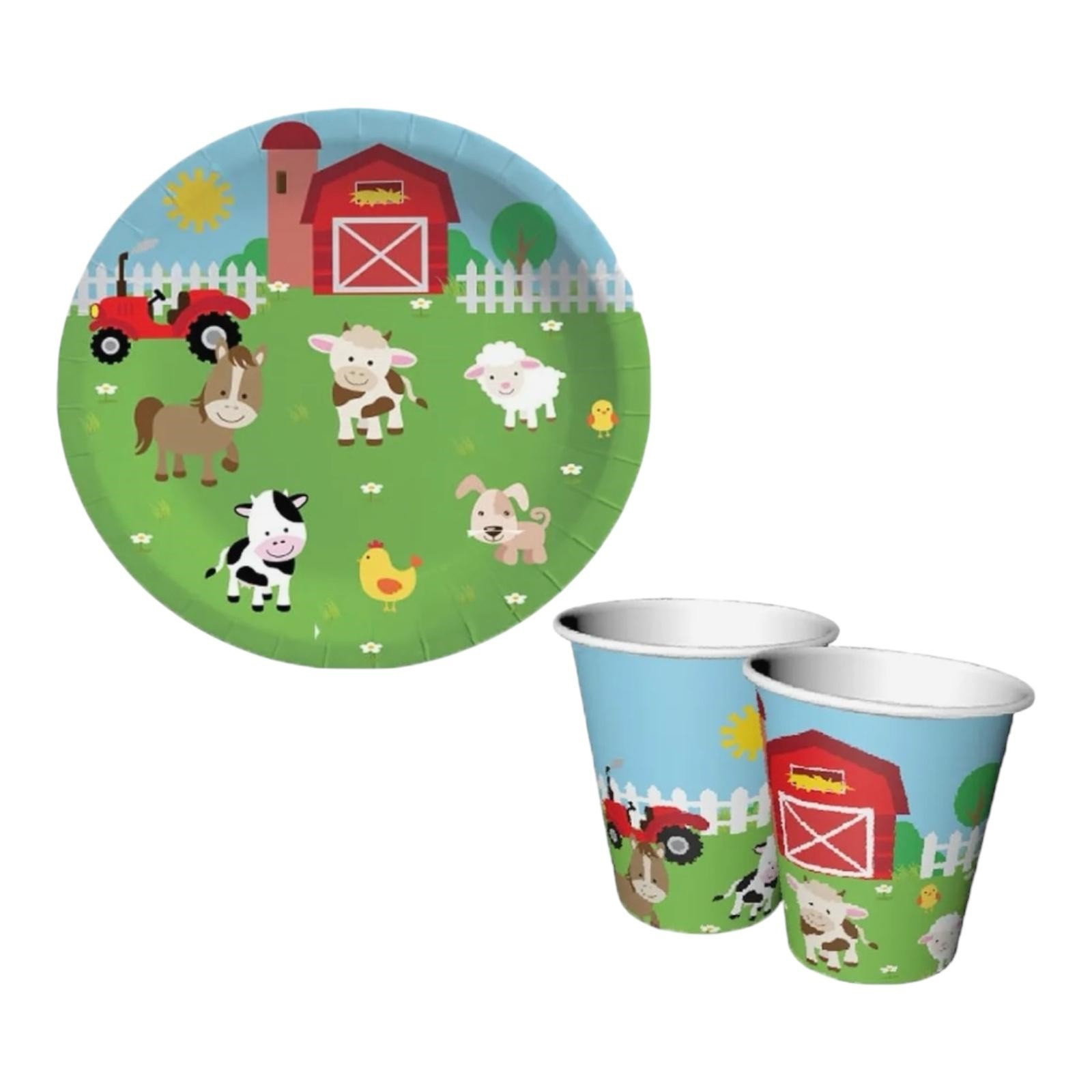 Çiftlik Hayvanları Temalı Tabak Bardak Seti 8 Kişilik