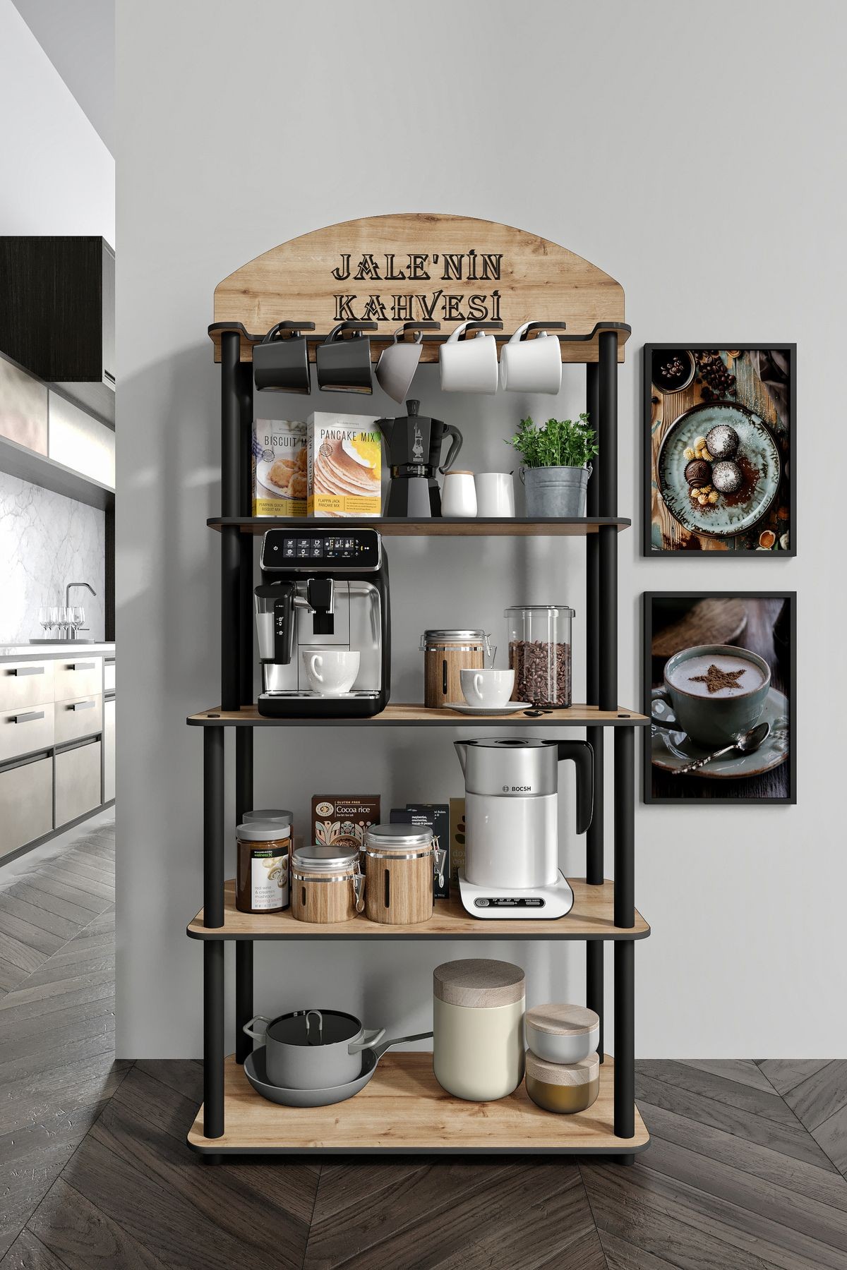 BOLLENTE Dekoratif Kişiye Özel Isminize Özel Kahve Köşesi SAFİR MEŞE 34CMX69CM