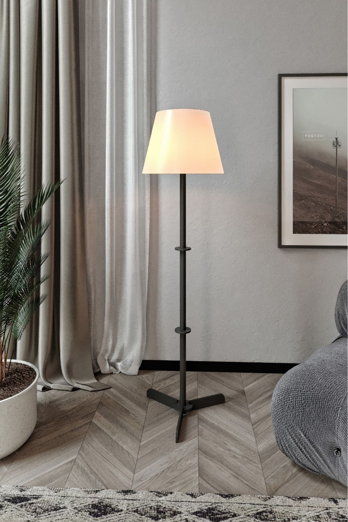 Dekoratif LİGHTING TİME TEK Ayaklı Lambader KREM