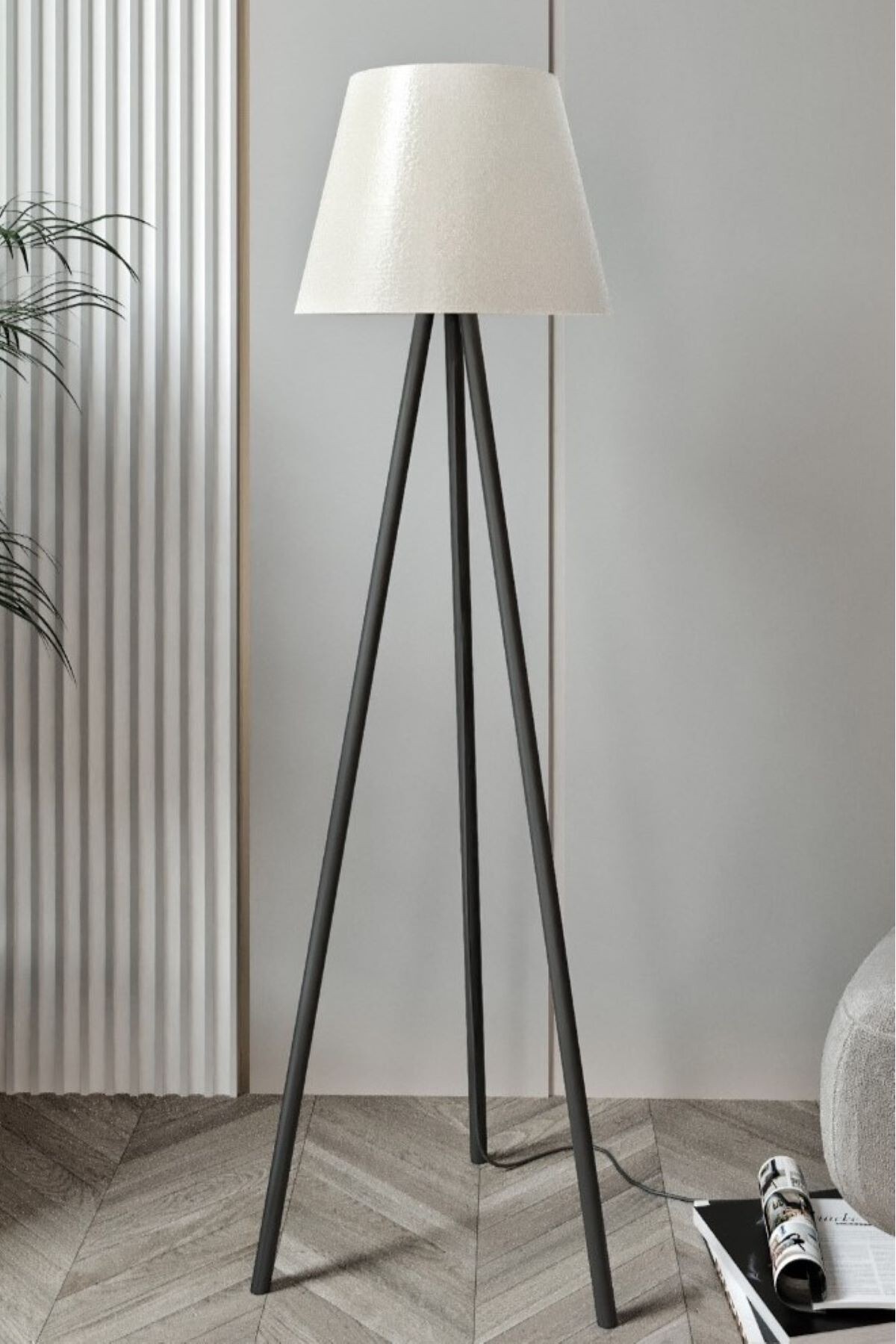 3 Dekoratif LİGHTING TİME 3 Ayaklı Lambader KREM