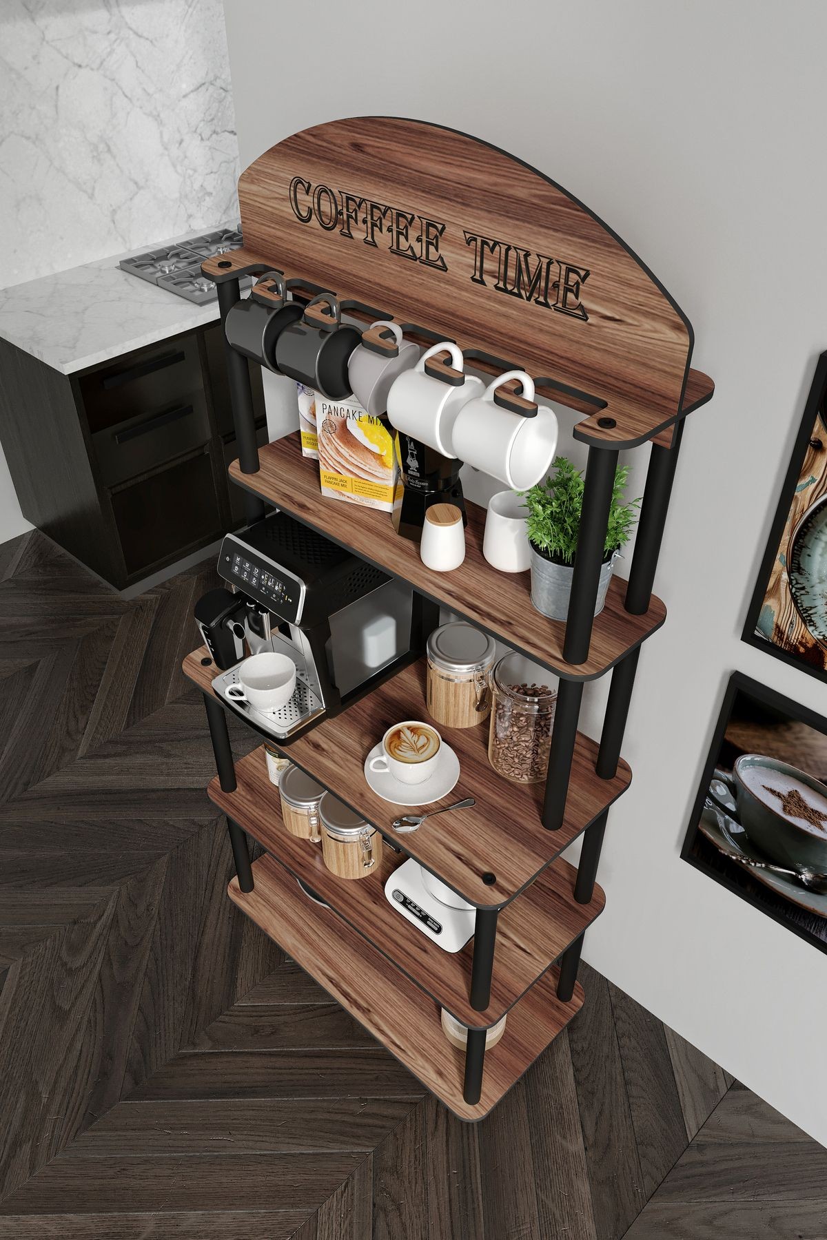 COFFEE TIME ÇOK AMAÇLI DOLAP KAHVE KÖŞESİ MADRAN CEVİZ
