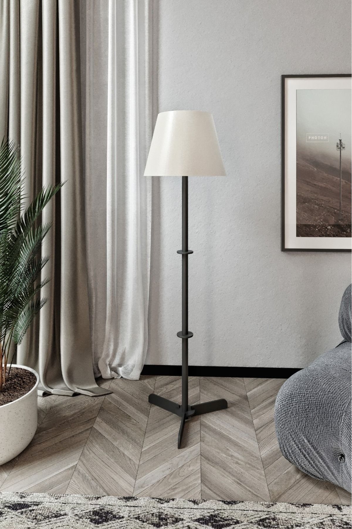 Dekoratif LİGHTING TİME TEK Ayaklı Lambader KREM