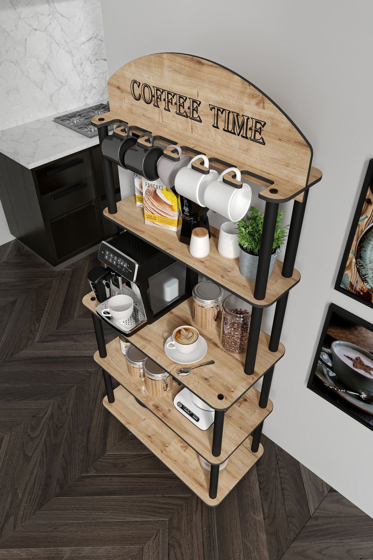COFFEE TIME ÇOK AMAÇLI DOLAP KAHVE KÖŞESİ SAFİR MEŞE
