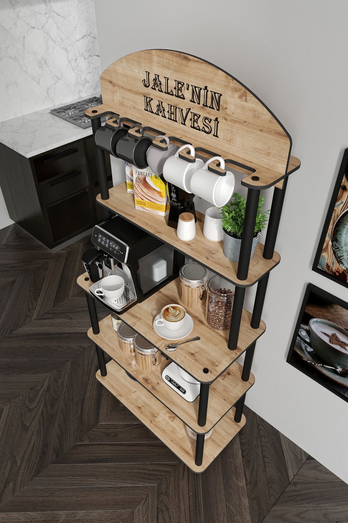 BOLLENTE Dekoratif Kişiye Özel Isminize Özel Kahve Köşesi SAFİR MEŞE 34CMX69CM