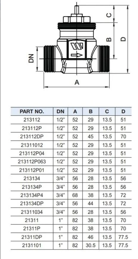 Watts 2 Yollu Fancoil Vanası 1/2'' 213112