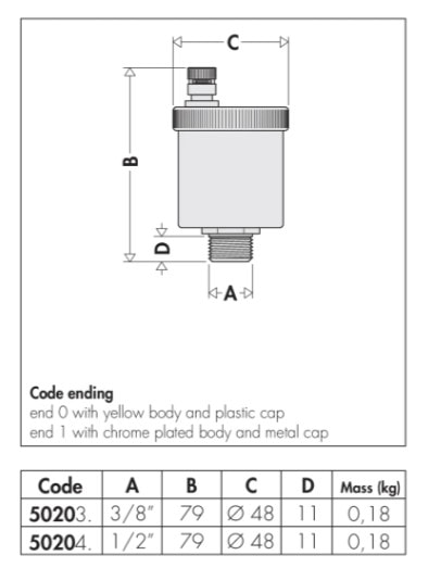 Otomatik Purjör 1/2" Caleffi Minical 502040