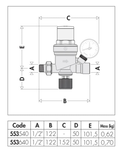 Kazan Dolum Vanası Manometreli  1/2" Caleffi 553640