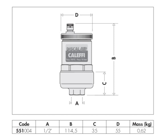 Otomatik Purjör 1/2" Caleffi Discal Air 551004