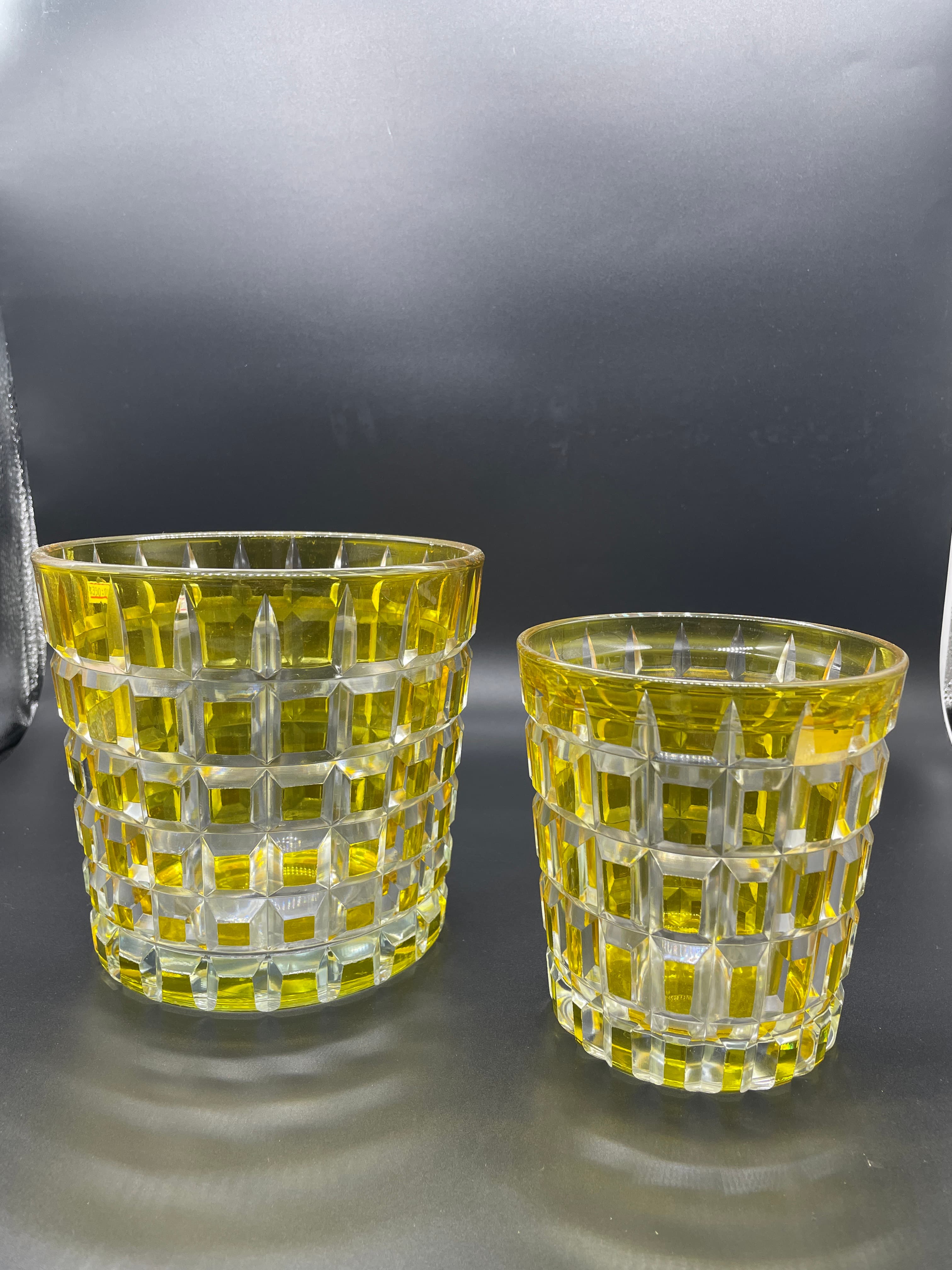 2’li Kristal Sarı Vazo/Saksı