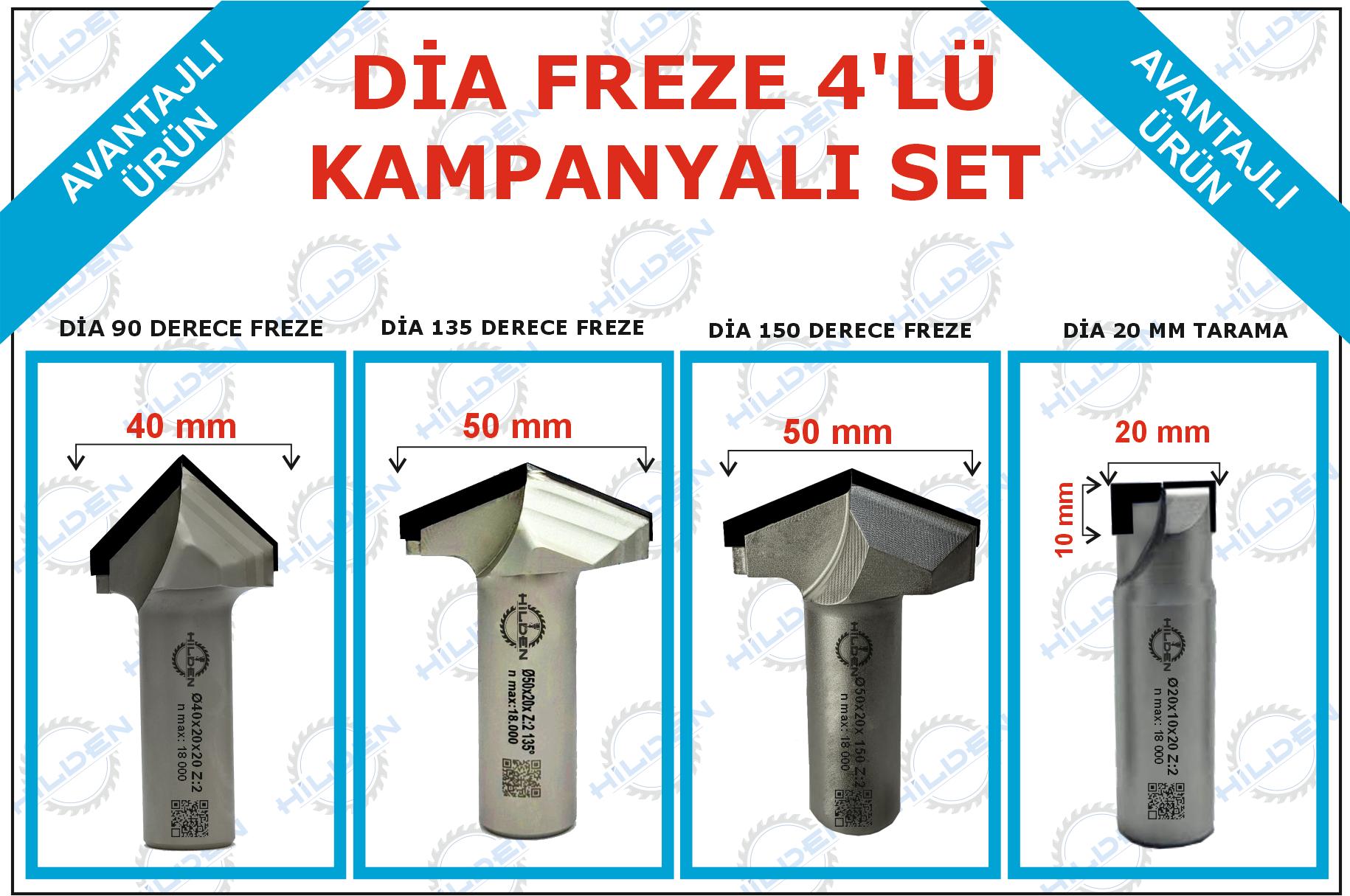 DİA FREZE 4LÜ SET TEK FİYAT
