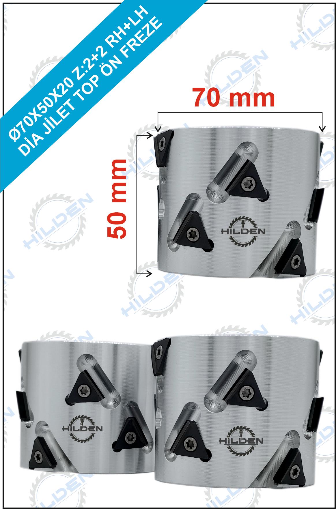 70X50X20 Z=2+2  RH - LH DEĞİŞEBİLİR JİLETLİ DİA ÖN FREZE ALÜMİNYUM 