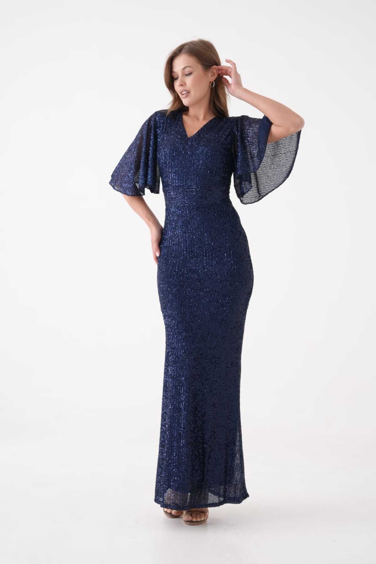 Abiye Pul Payet Kısa Kol Elbise