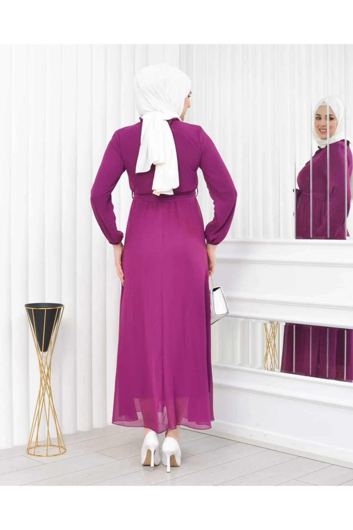 Boydan Astarlı 0 Yaka Düz Şifon