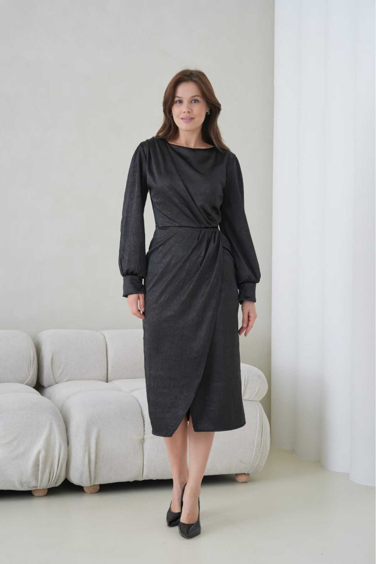 Kruvaze Saten Elbise