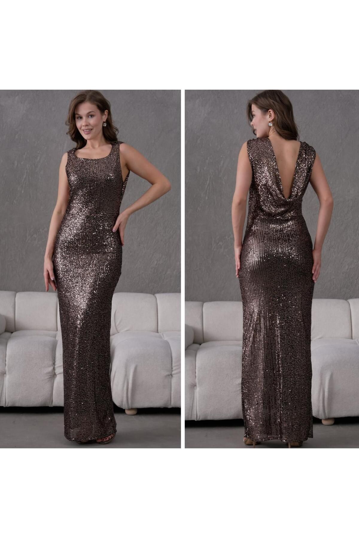 Sırt Dekolteli Kolsuz Abiye