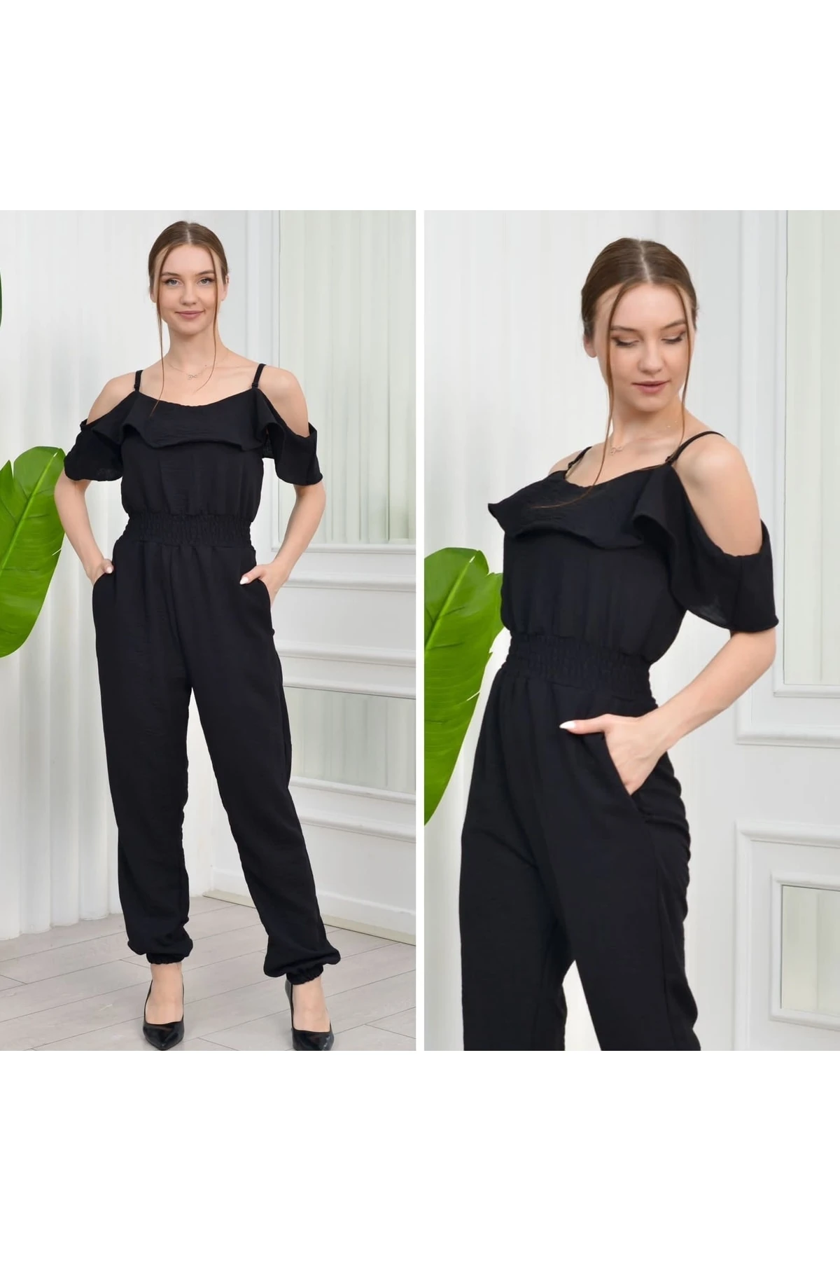 Askılı Tulum - siyah