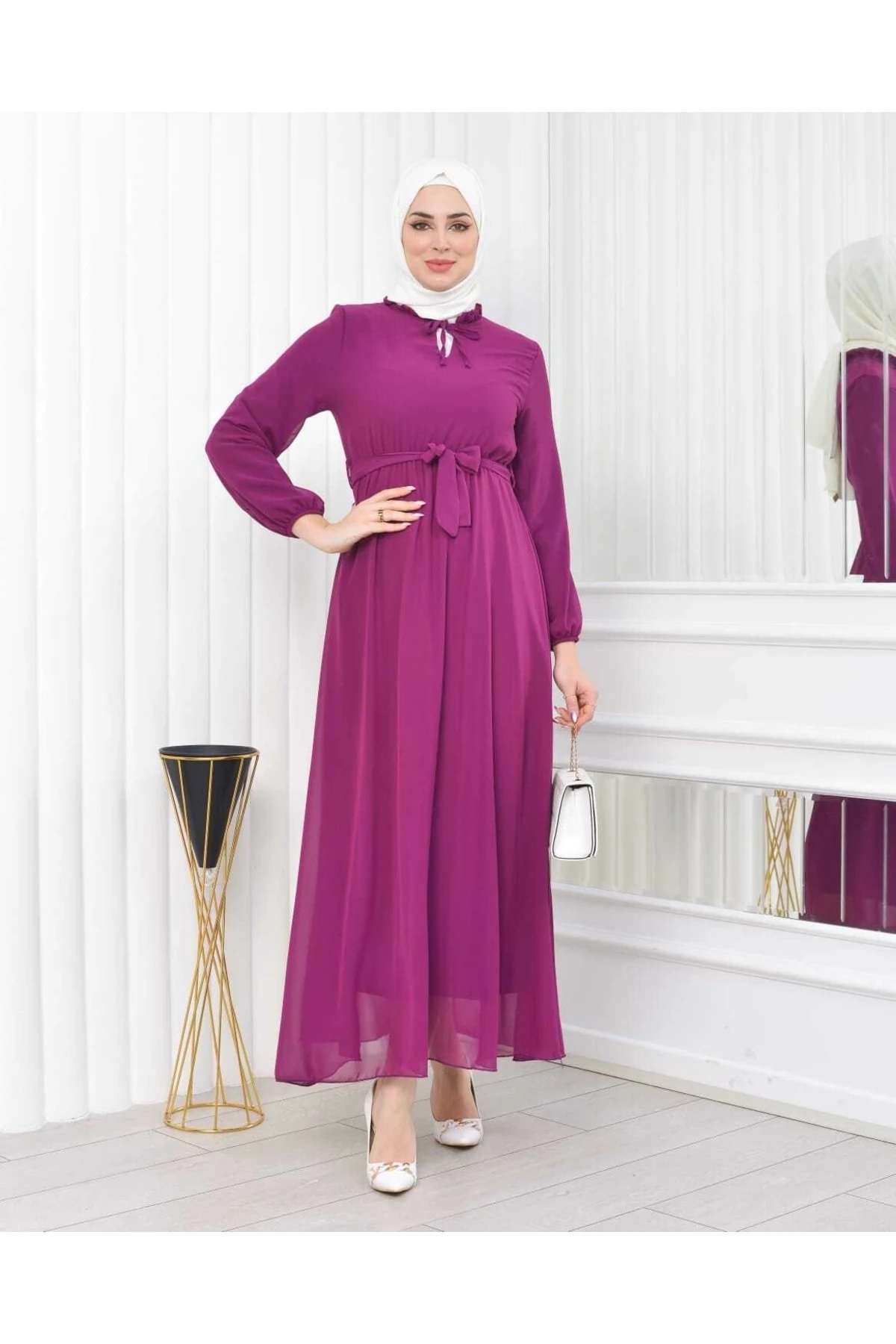 Boydan Astarlı 0 Yaka Düz Şifon