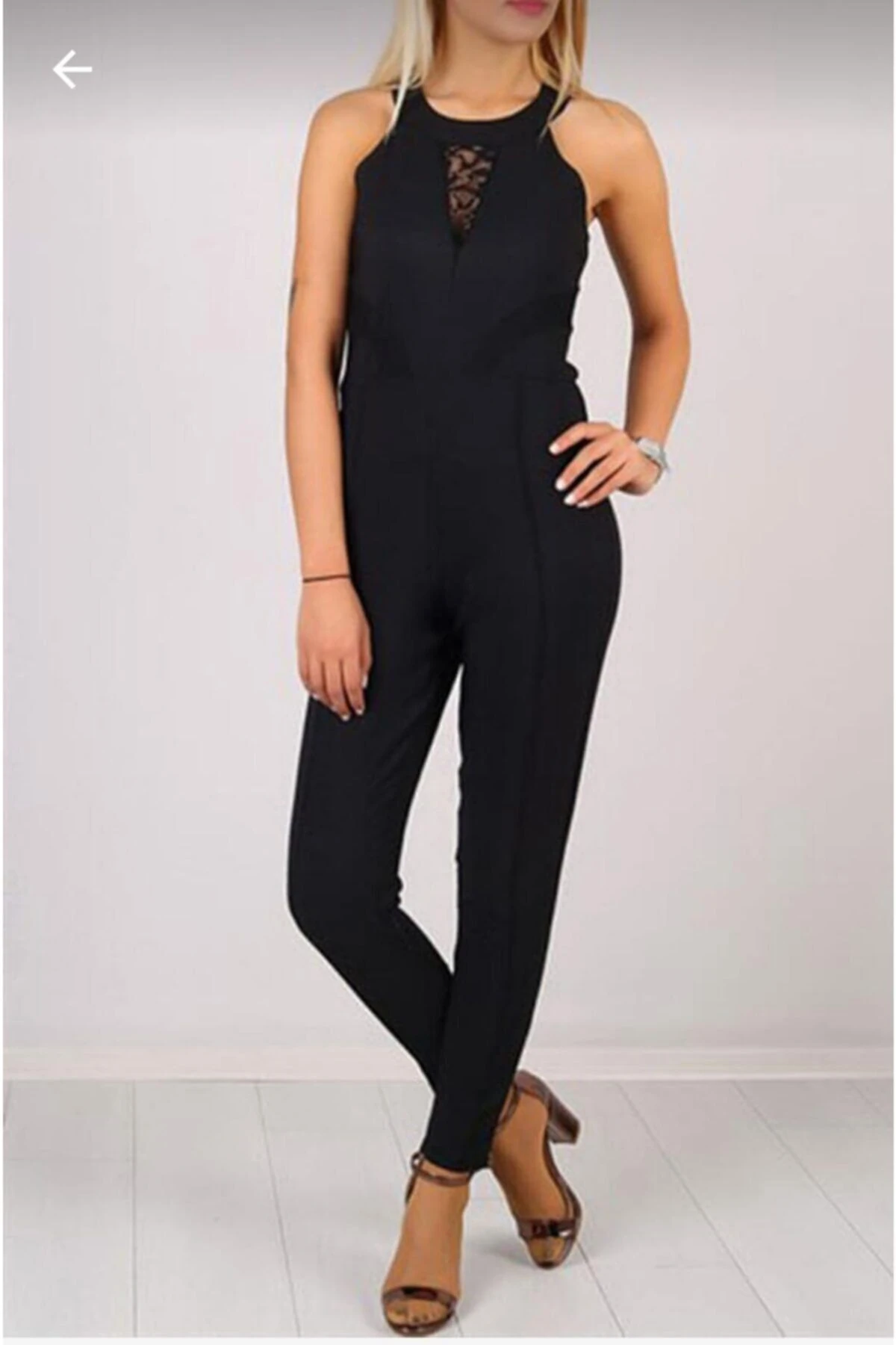 Kadın Siyah Yaka Dantel Tulun - siyah