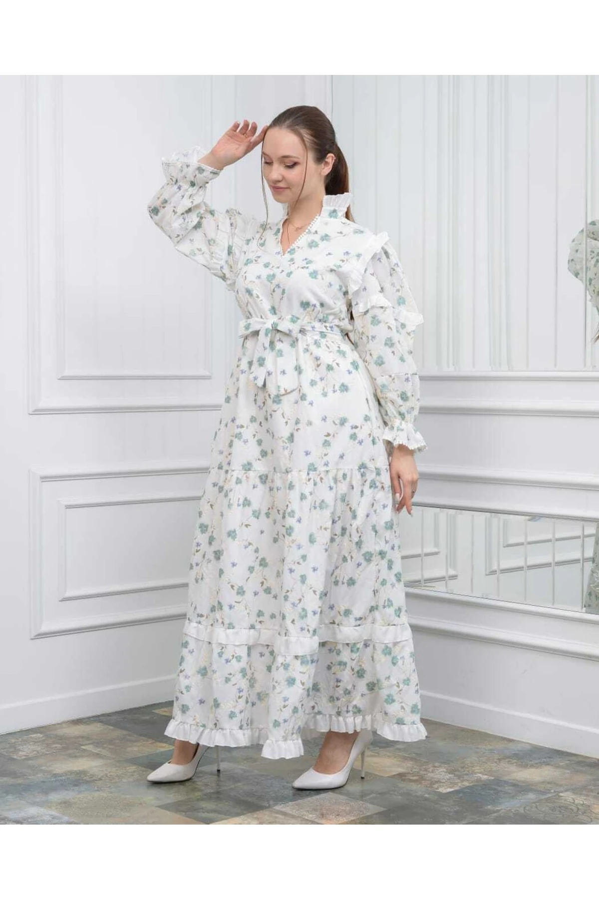 Nakış Baskılı Fisto Kumaş (PAMUKLU) Elbise