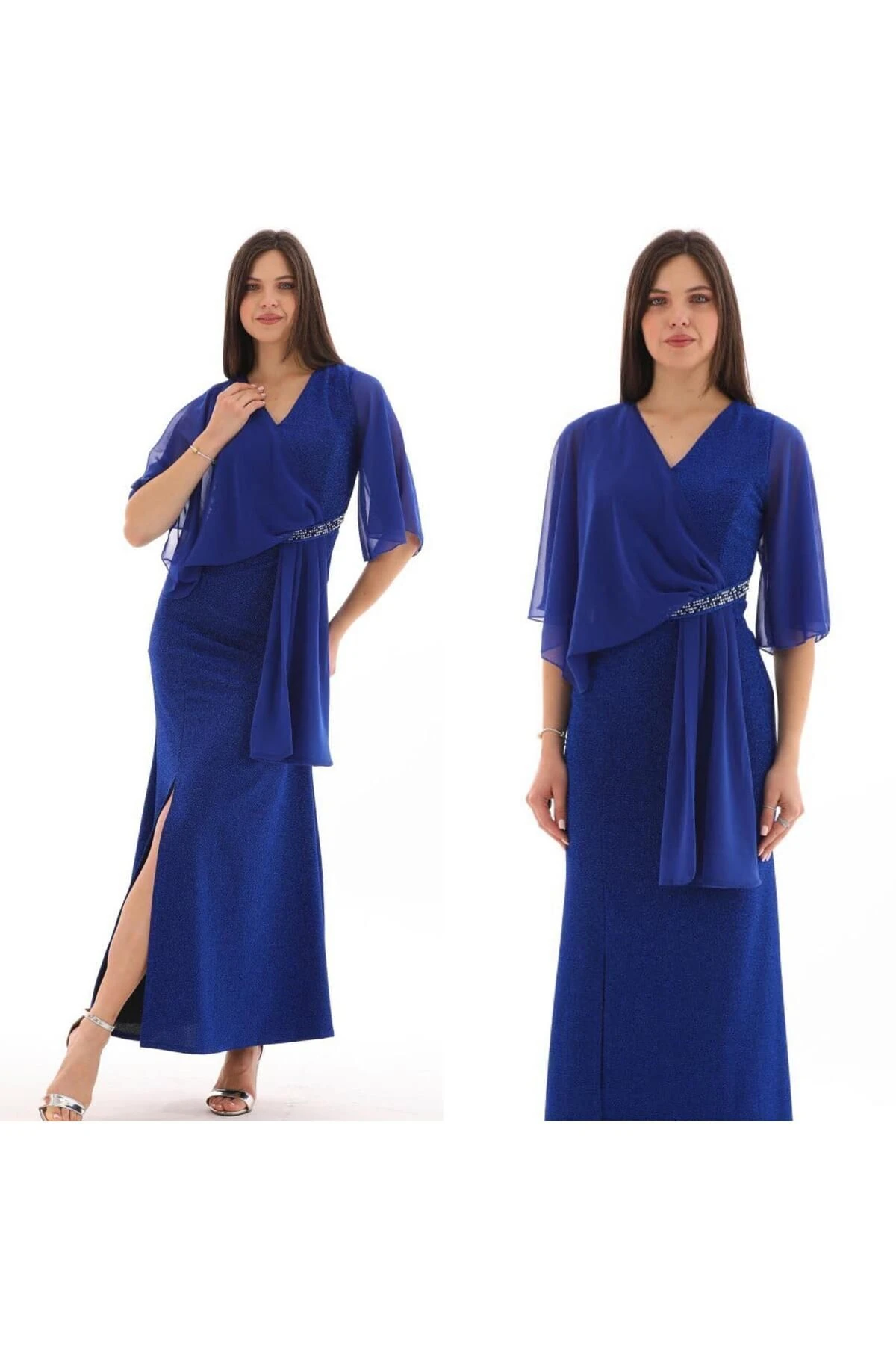 Üstü Şifon Beli Taşlı Abiye