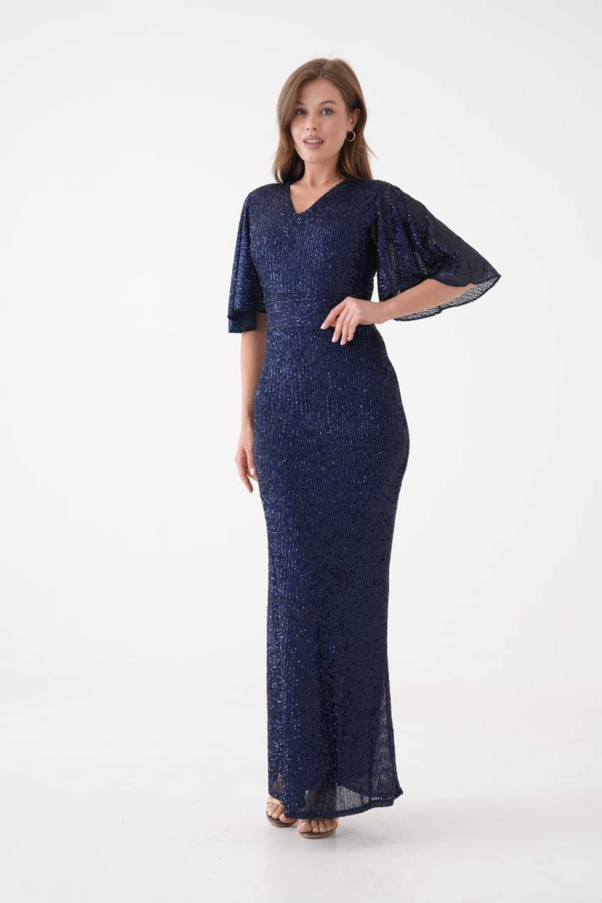 Abiye Pul Payet Kısa Kol Elbise