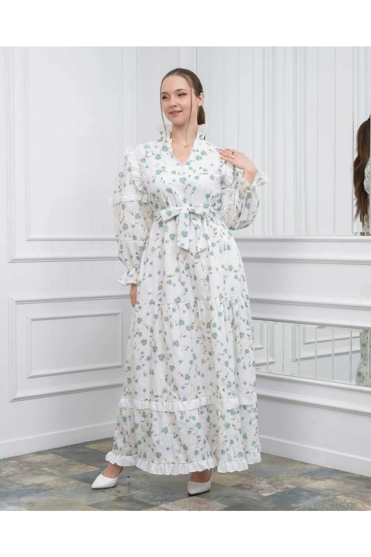 Nakış Baskılı Fisto Kumaş (PAMUKLU) Elbise