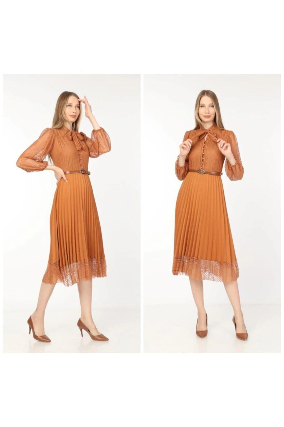 Fransız Tül Elbise - kiremit