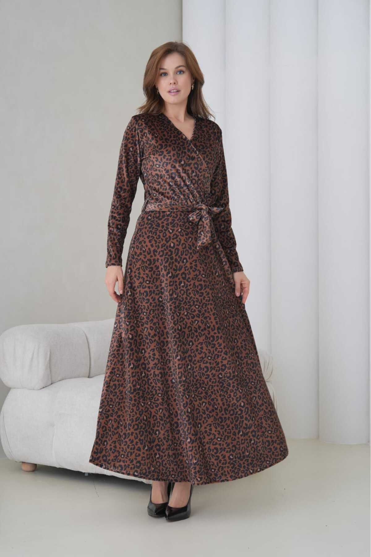 Likralı Maxi Kadife Elbise